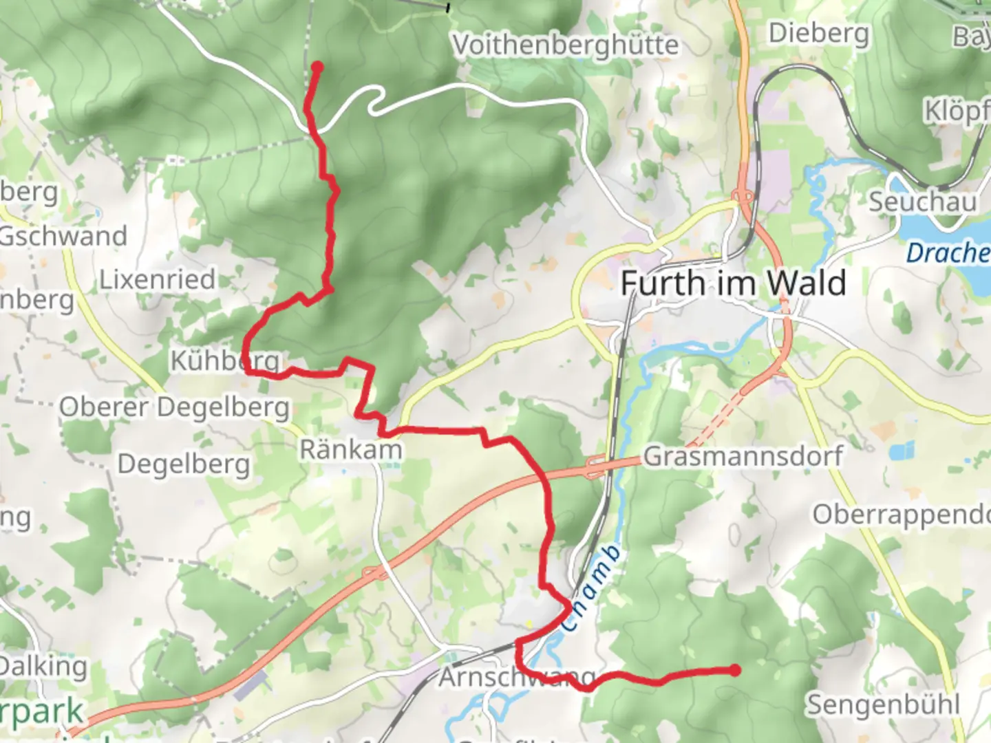 An image depicting the trail Reiseck to Trettinger Kapelle via Lixenrieder Weg and its surrounding area.