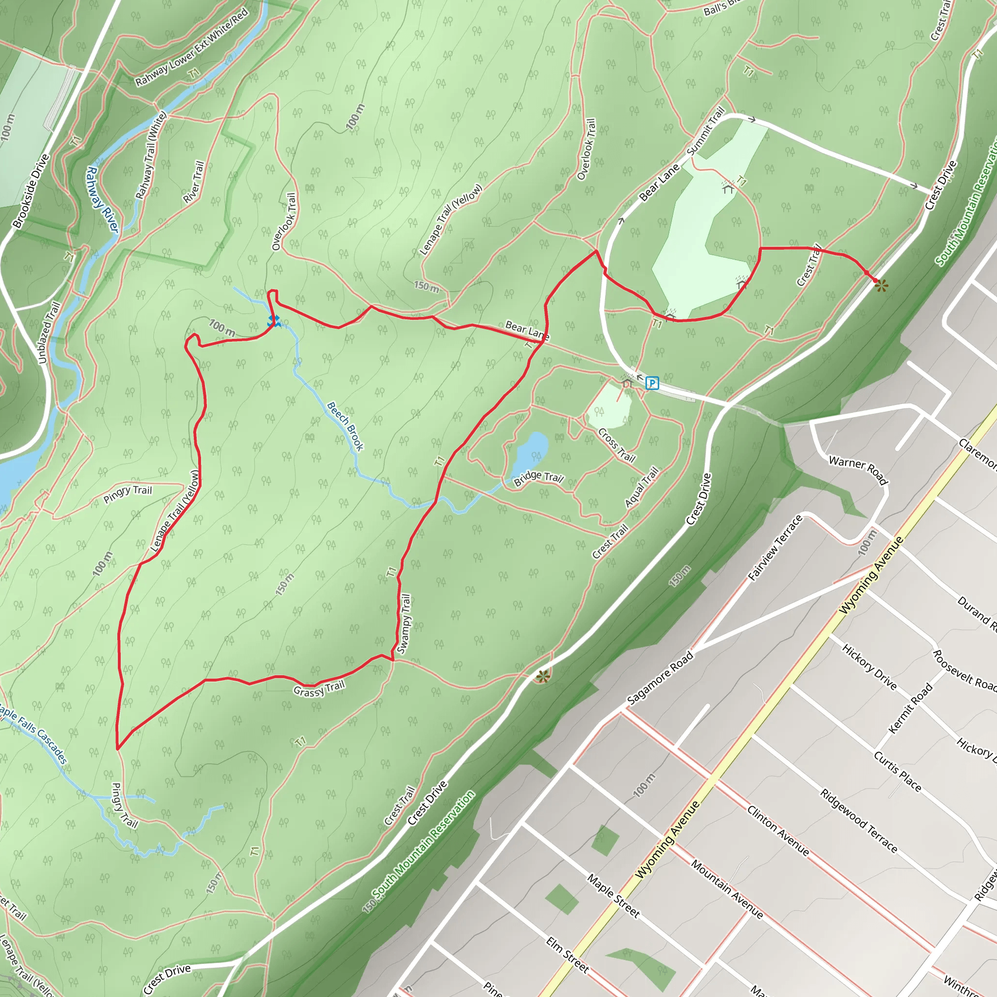 Swampy and Lenape Loop Trail mobile static map