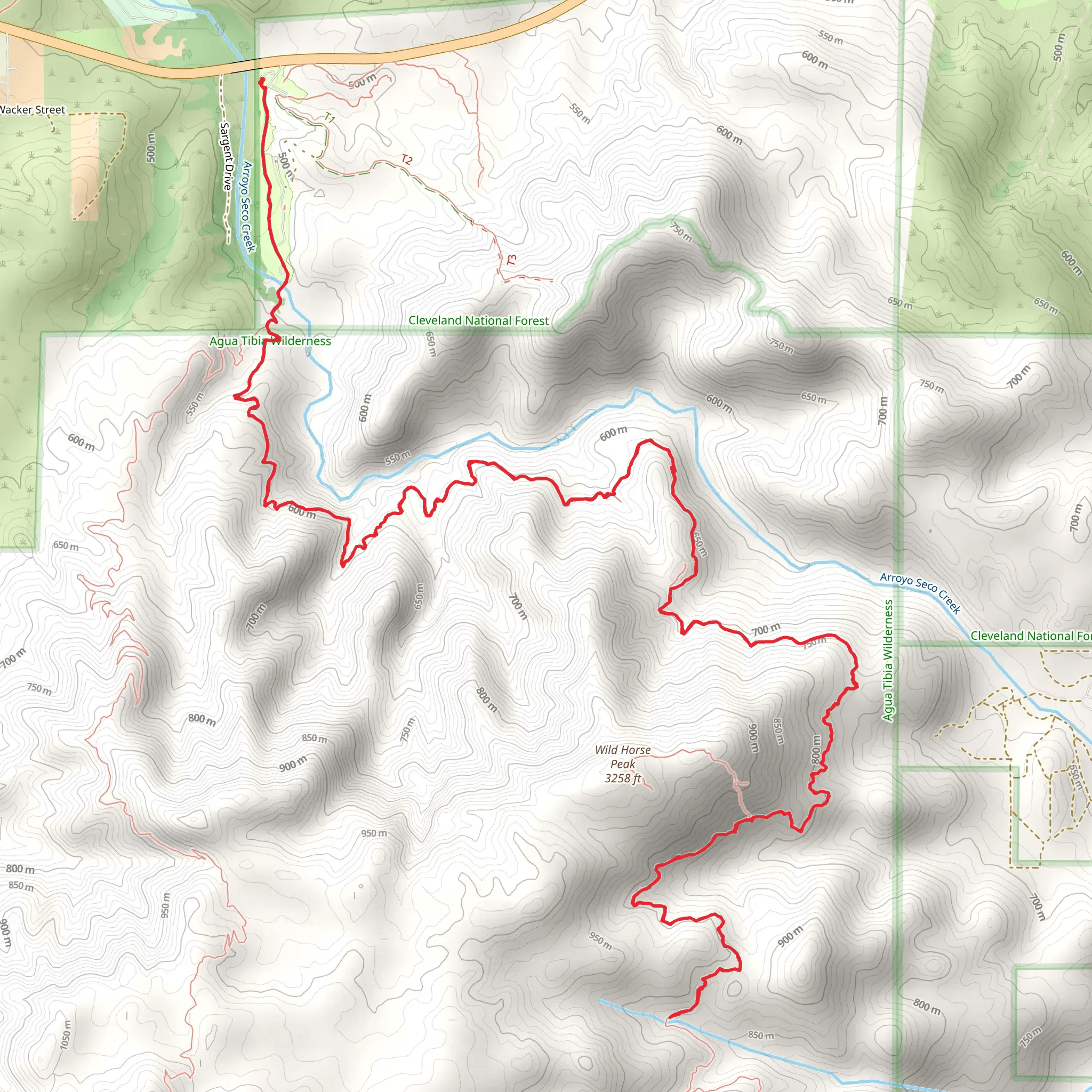 Wild Horse Peak Trail mobile static map