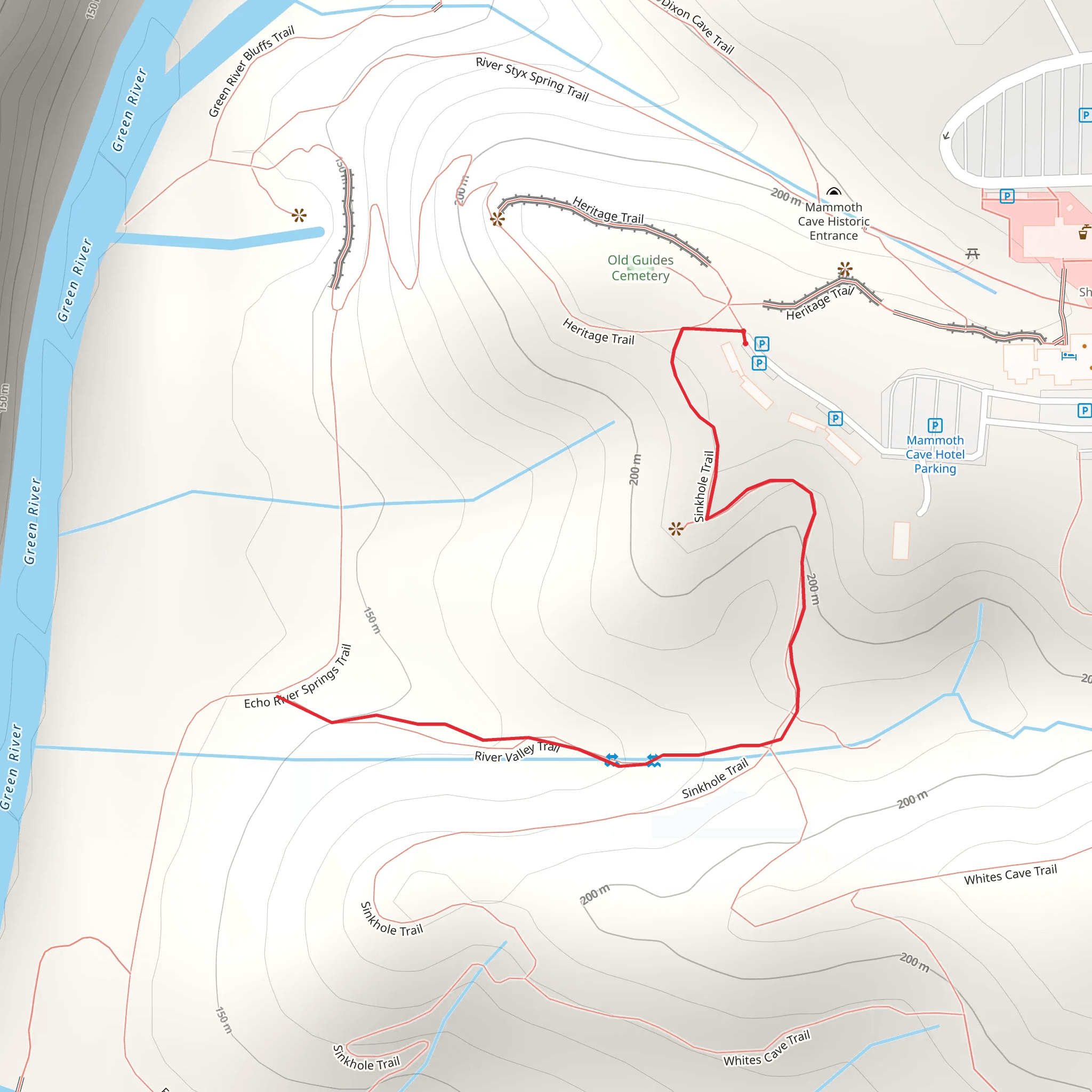 River Valley via Sinkhole Trail mobile static map