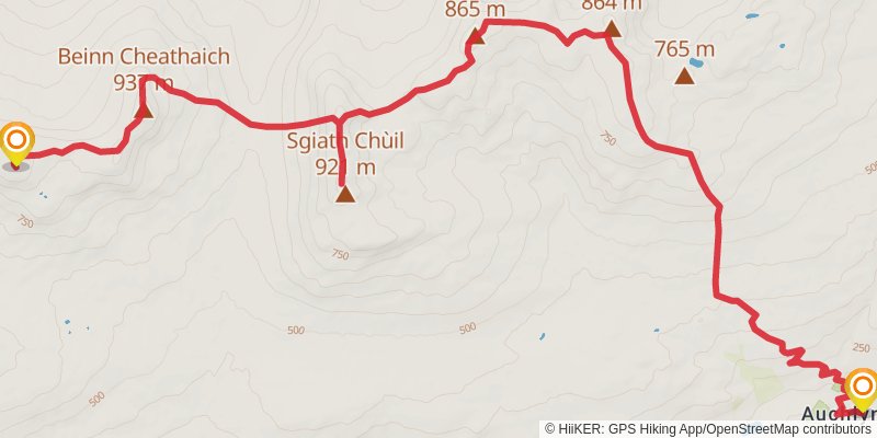 Meall Glas and Sgiath Chuil Loop from Auchlyne stage 2 Map
