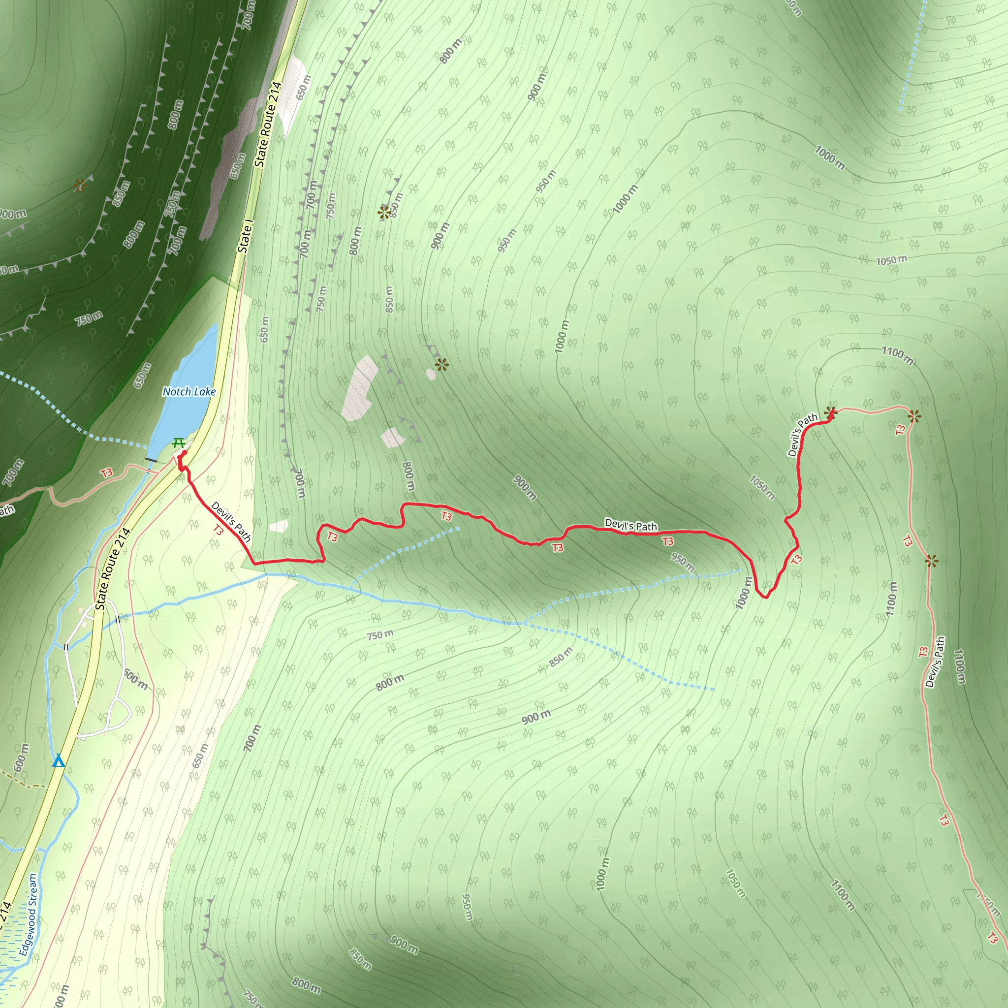 Devil's Path from Notch Lake mobile static map