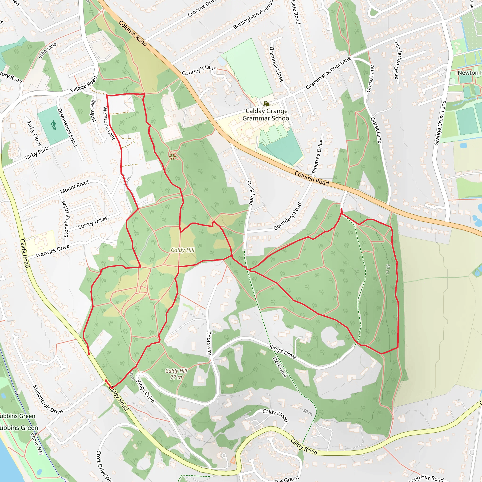 Caldy Hill Loop mobile static map