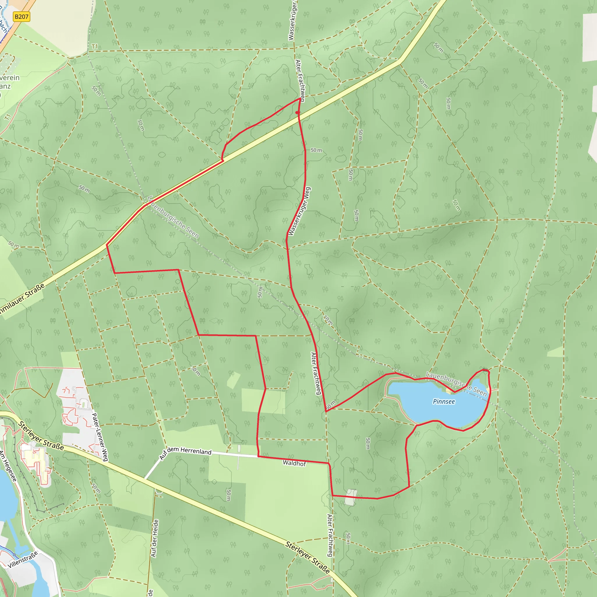 Pinnsee via Wasserkrüger Weg and Alter Frachtweg Loop mobile static map