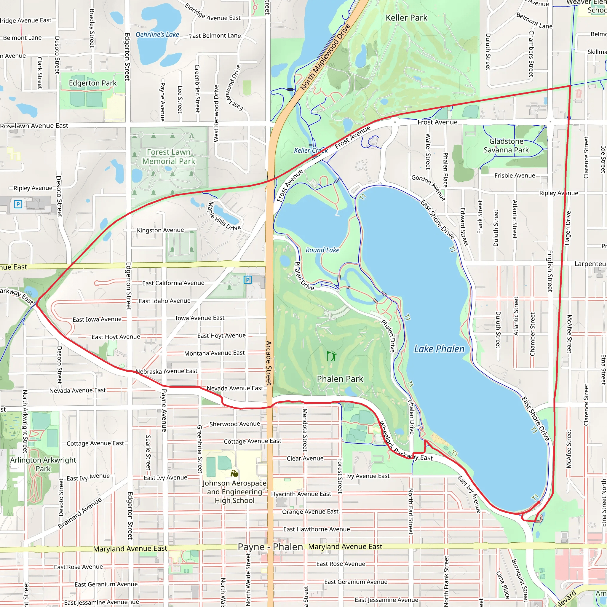 Lake Phalen - Gateway State Trail and Bruce Vento Regional Loop Trail mobile static map