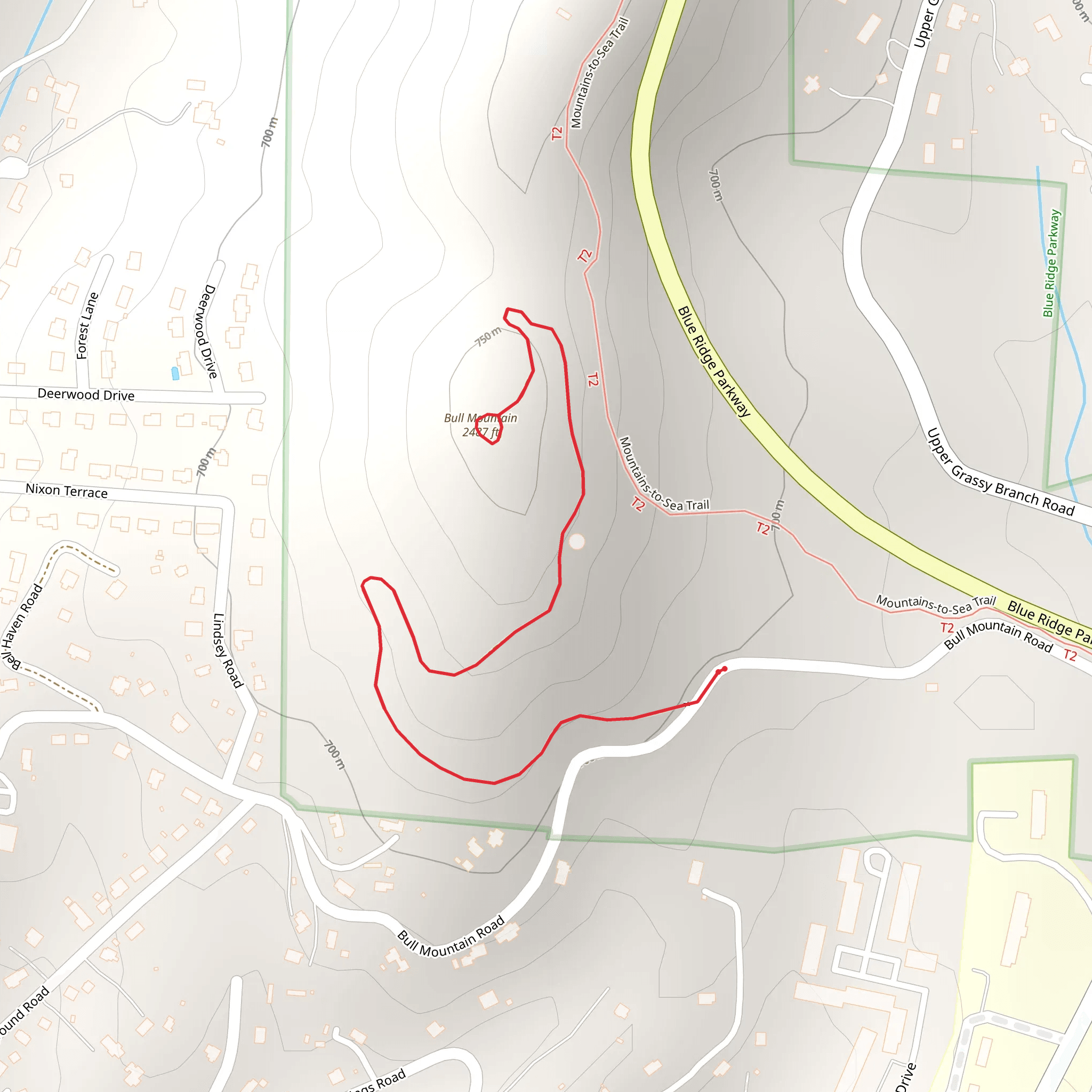 Bull Mountain Out and Back mobile static map