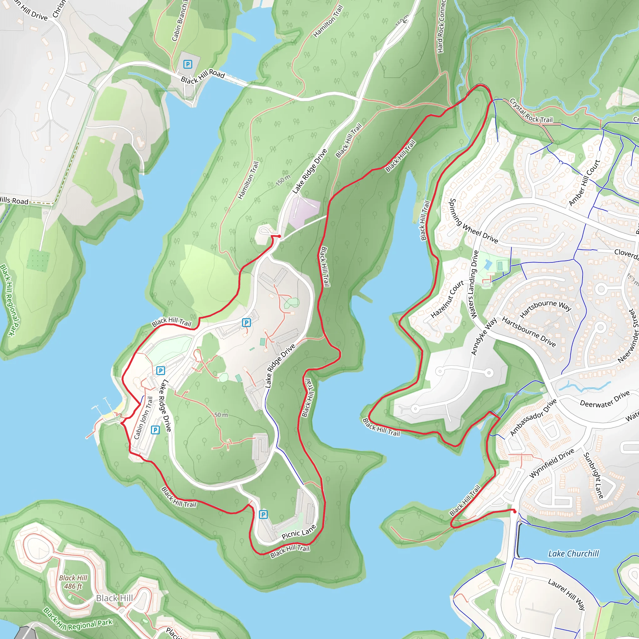 Black Hill Trail mobile static map