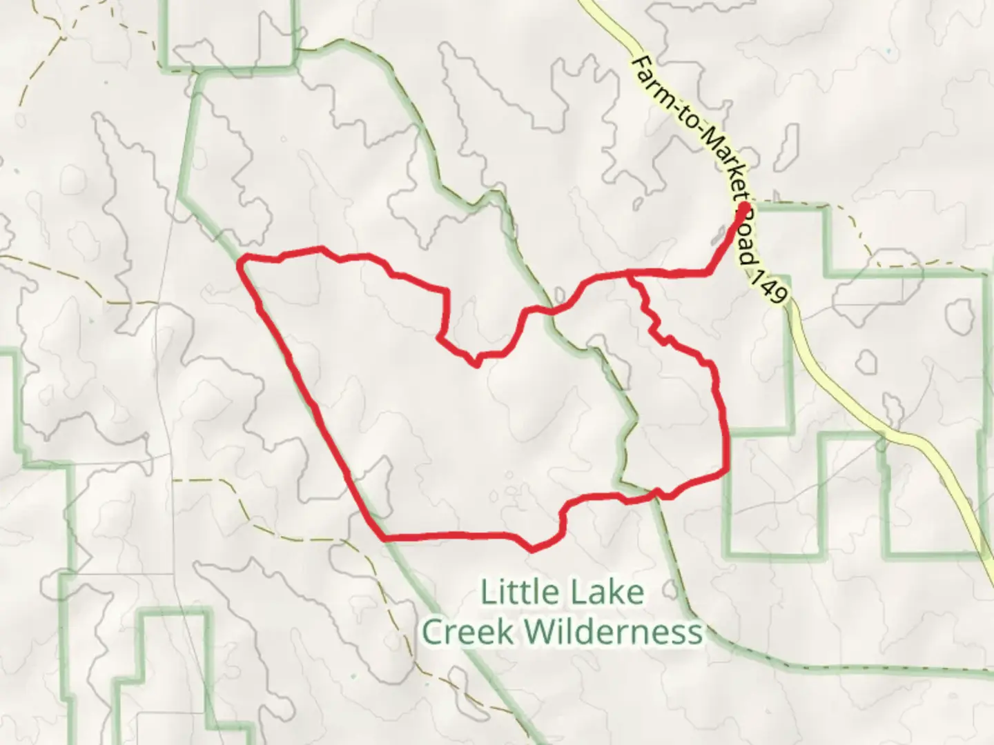 An image depicting the trail Lone Star Hiking and North Wilderness Loop Trail and its surrounding area.