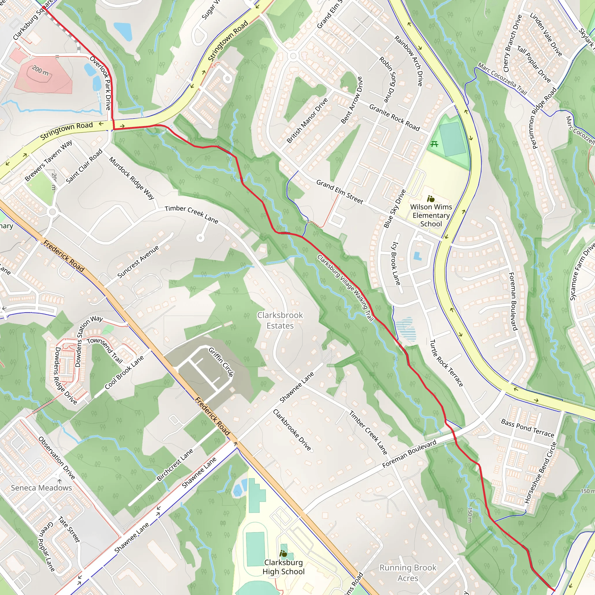 Clarksburg Village Walking Trail mobile static map