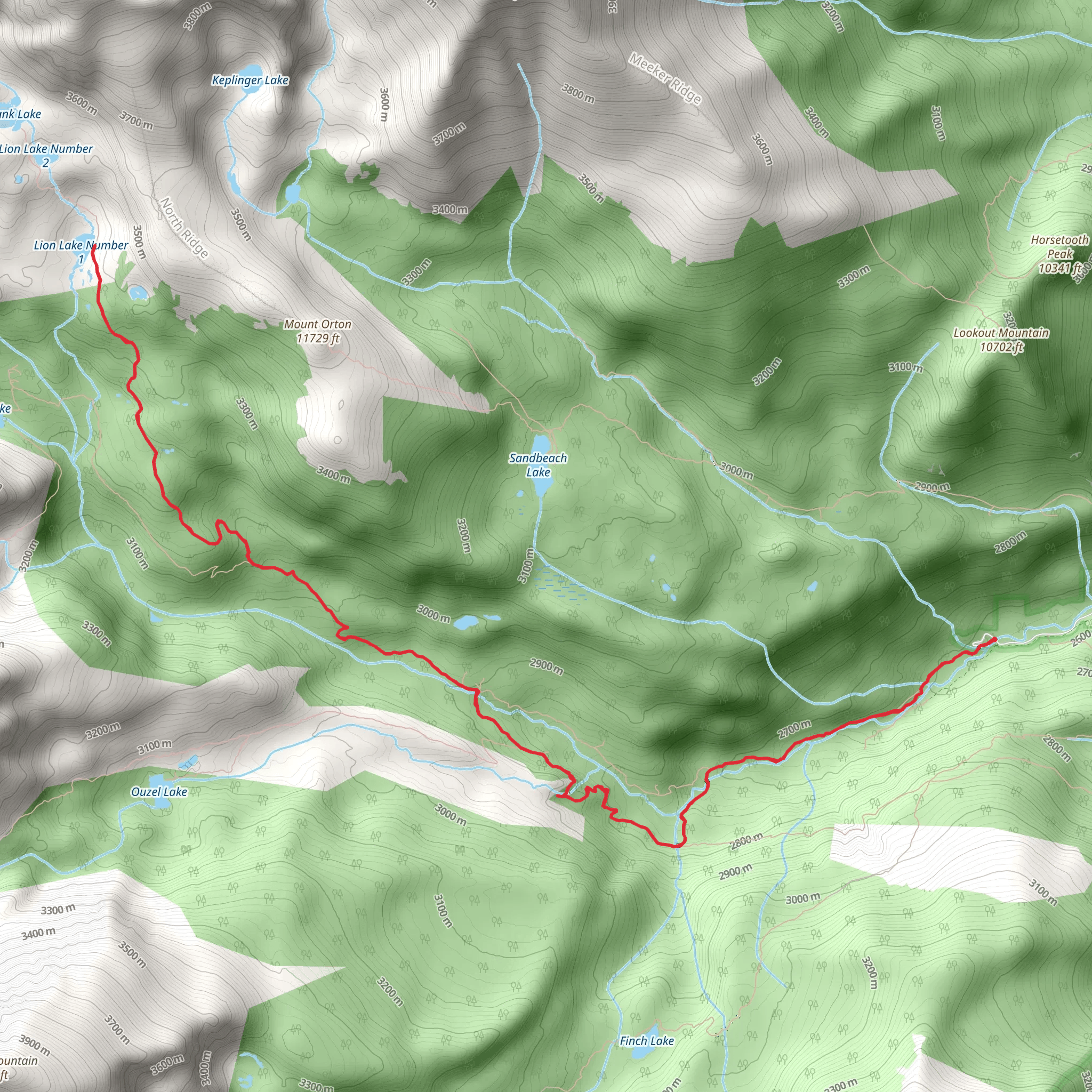 Lion Lakes Trail mobile static map