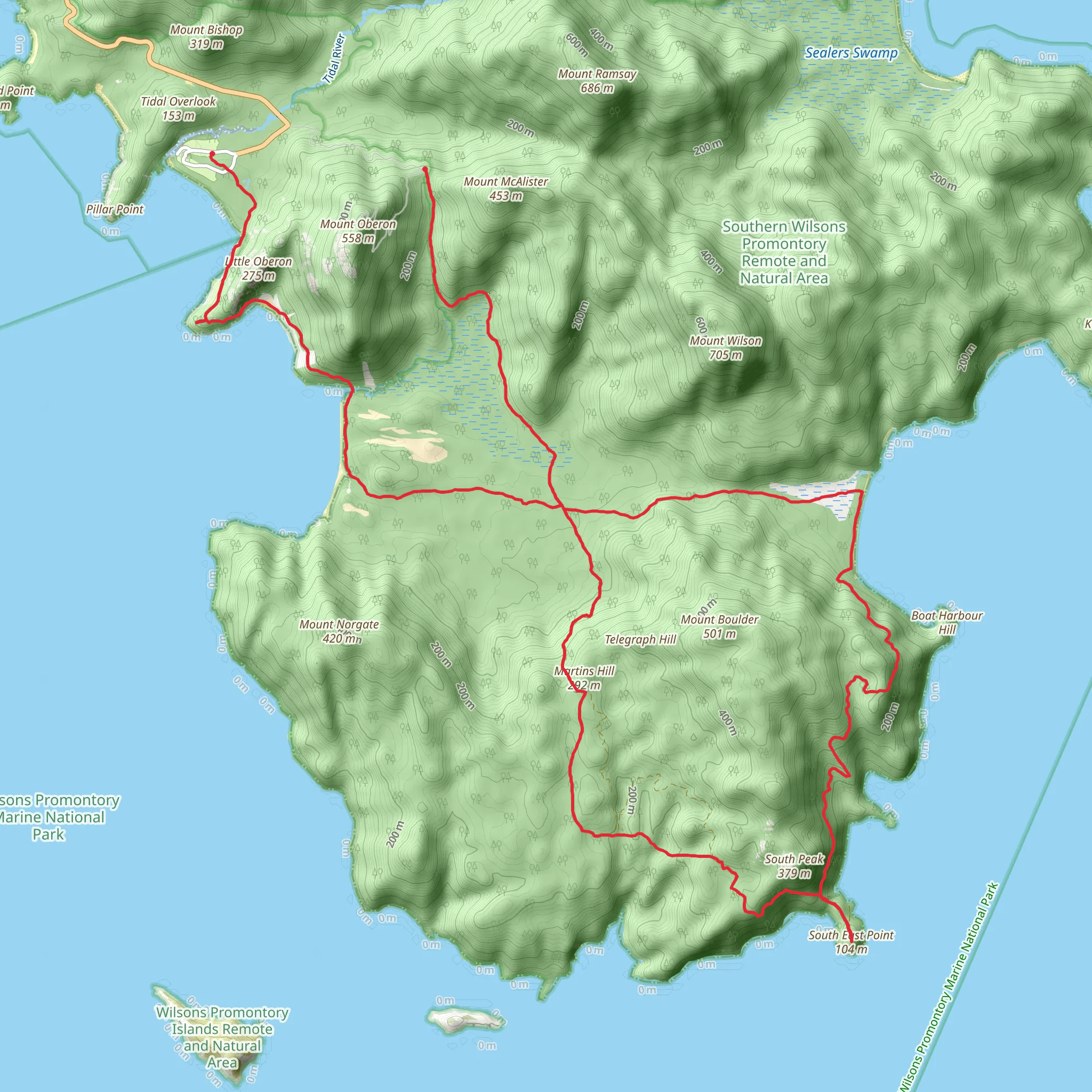 Wilsons Promontory - Southern Circuit Trail mobile static map