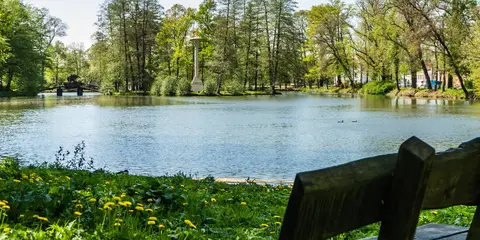 An image depicting the trail Spessartbogen and its surrounding area.