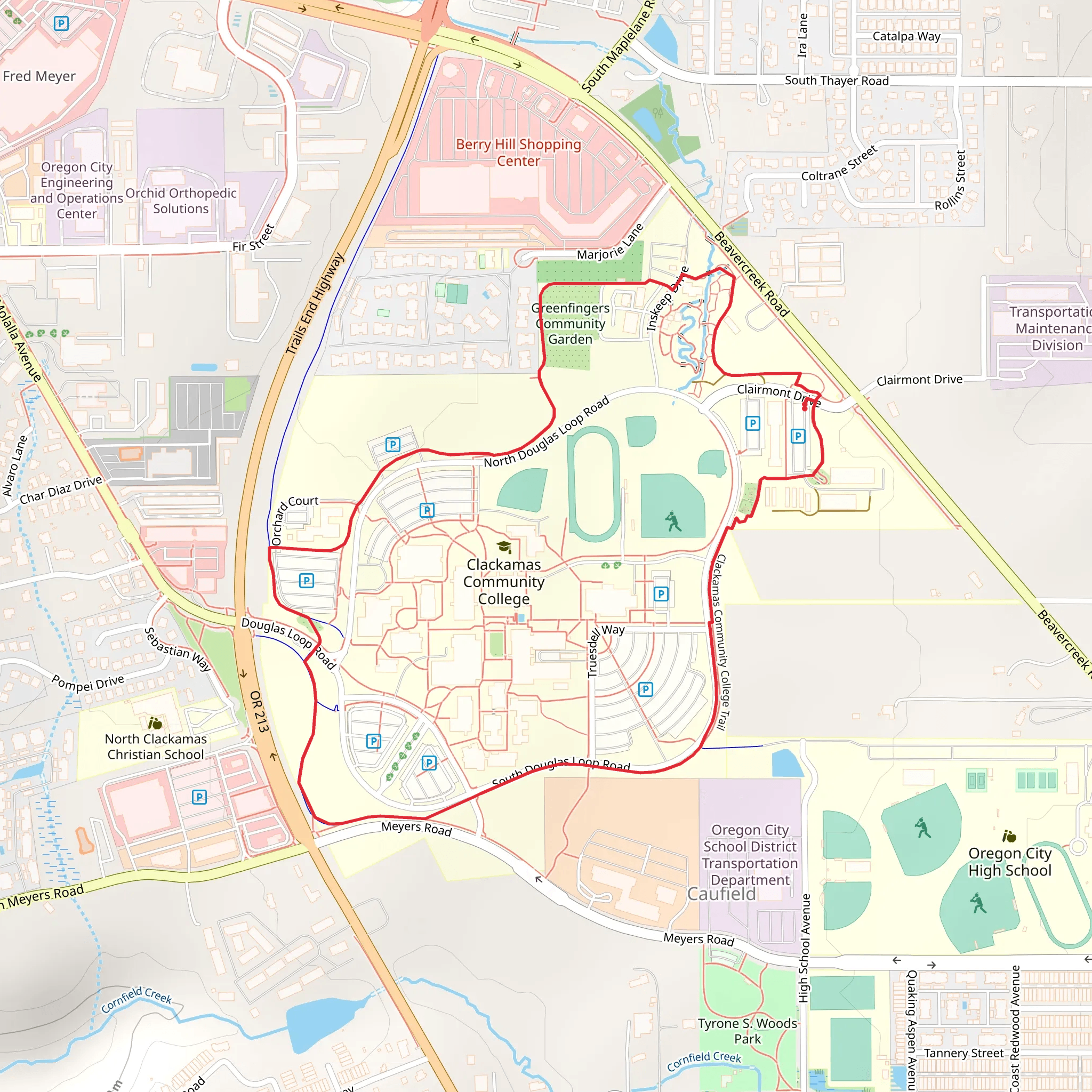 Clackamas Community College Loop Trail mobile static map