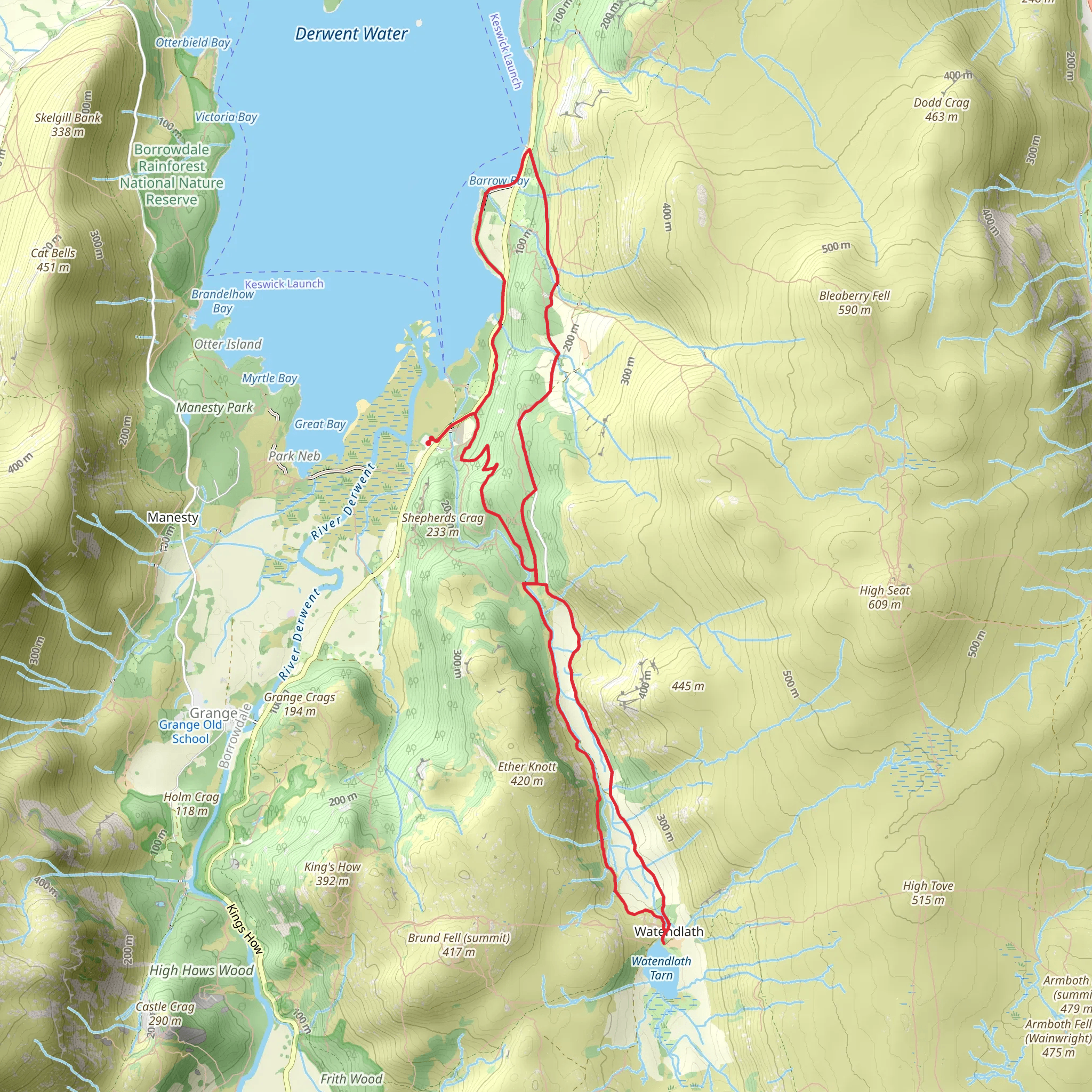 Lodore Wood, Screes Coppice, Strutta Wood and Barrow Bay Walk mobile static map
