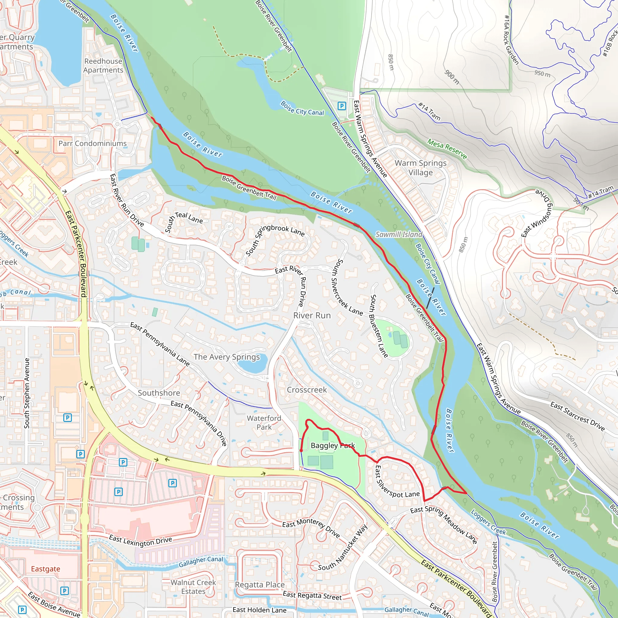 Boise Greenbelt Trail - Baggley Park mobile static map