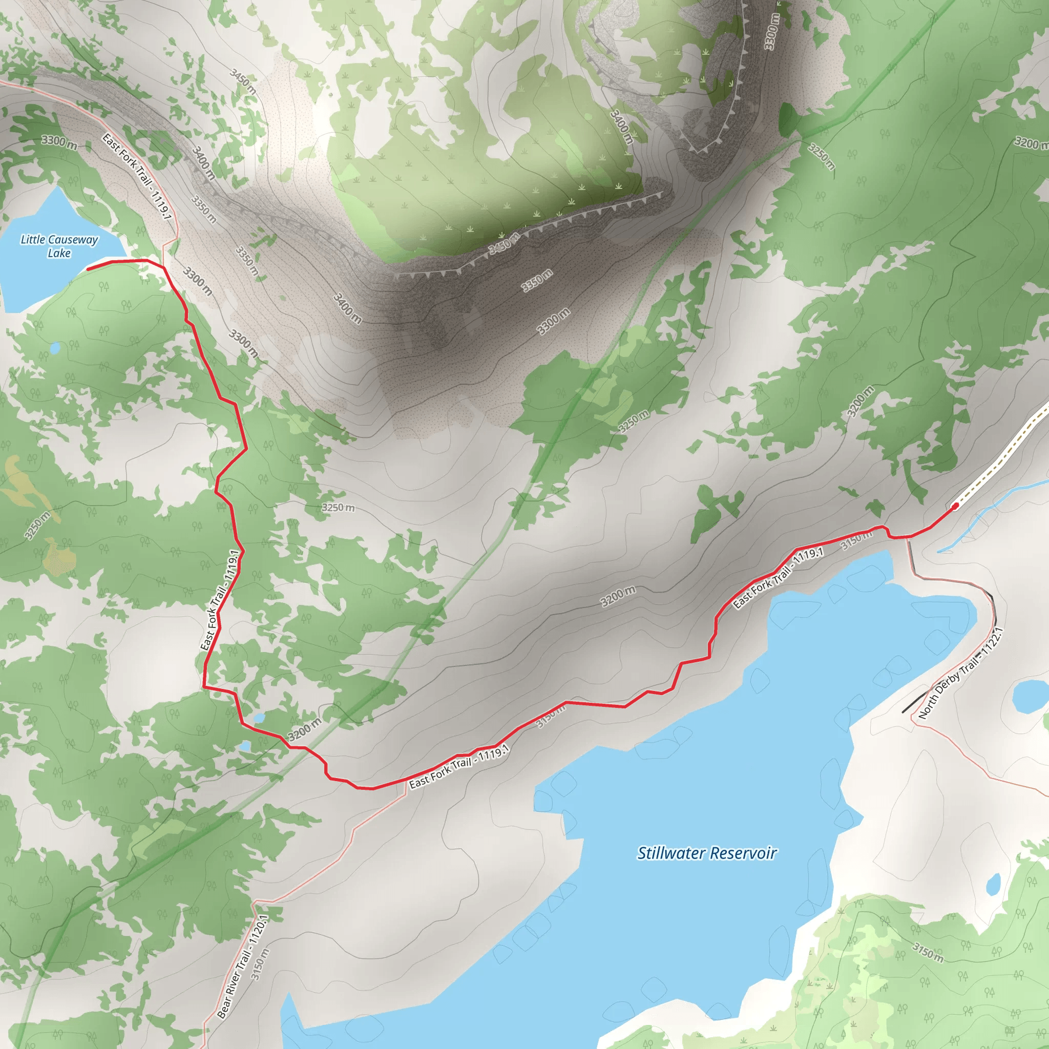 Little Causeway Lake via East Fork Trail mobile static map