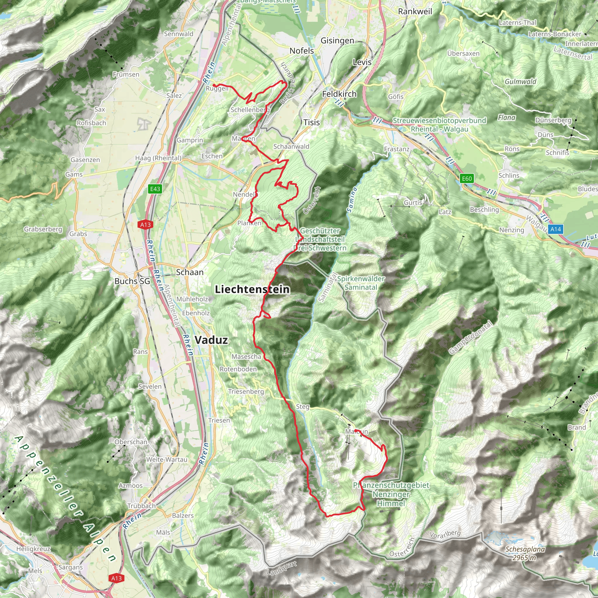 Liechtensteiner Panoramaweg mobile static map