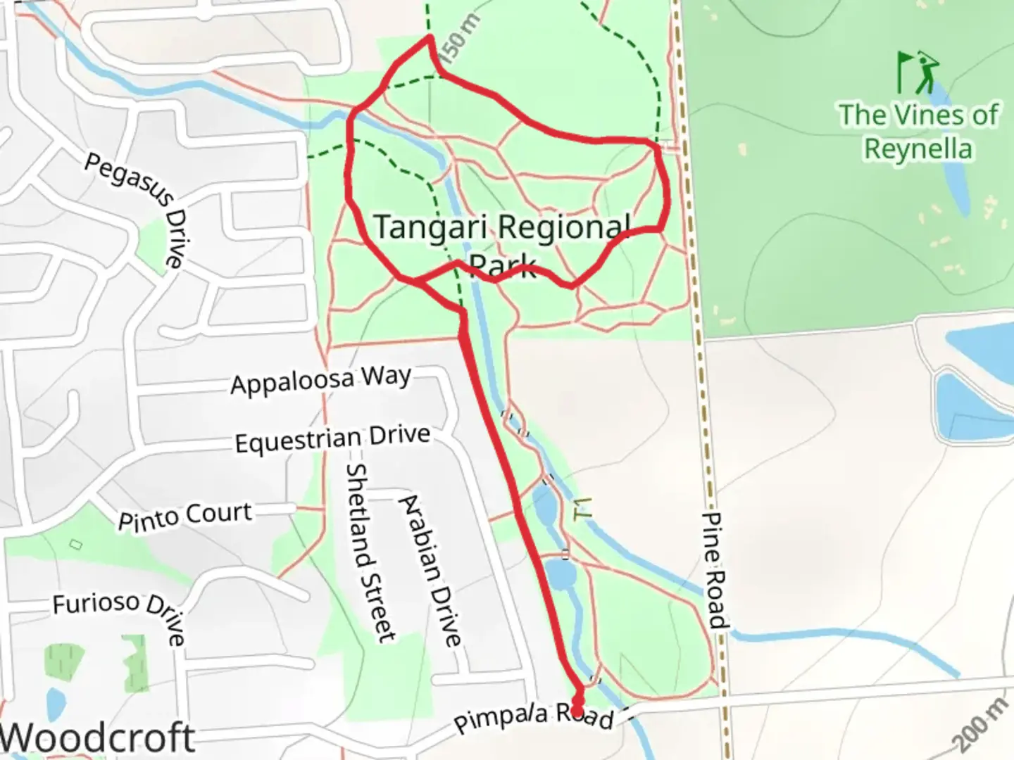 An image depicting the trail Tangari Regional Park Trail and its surrounding area.
