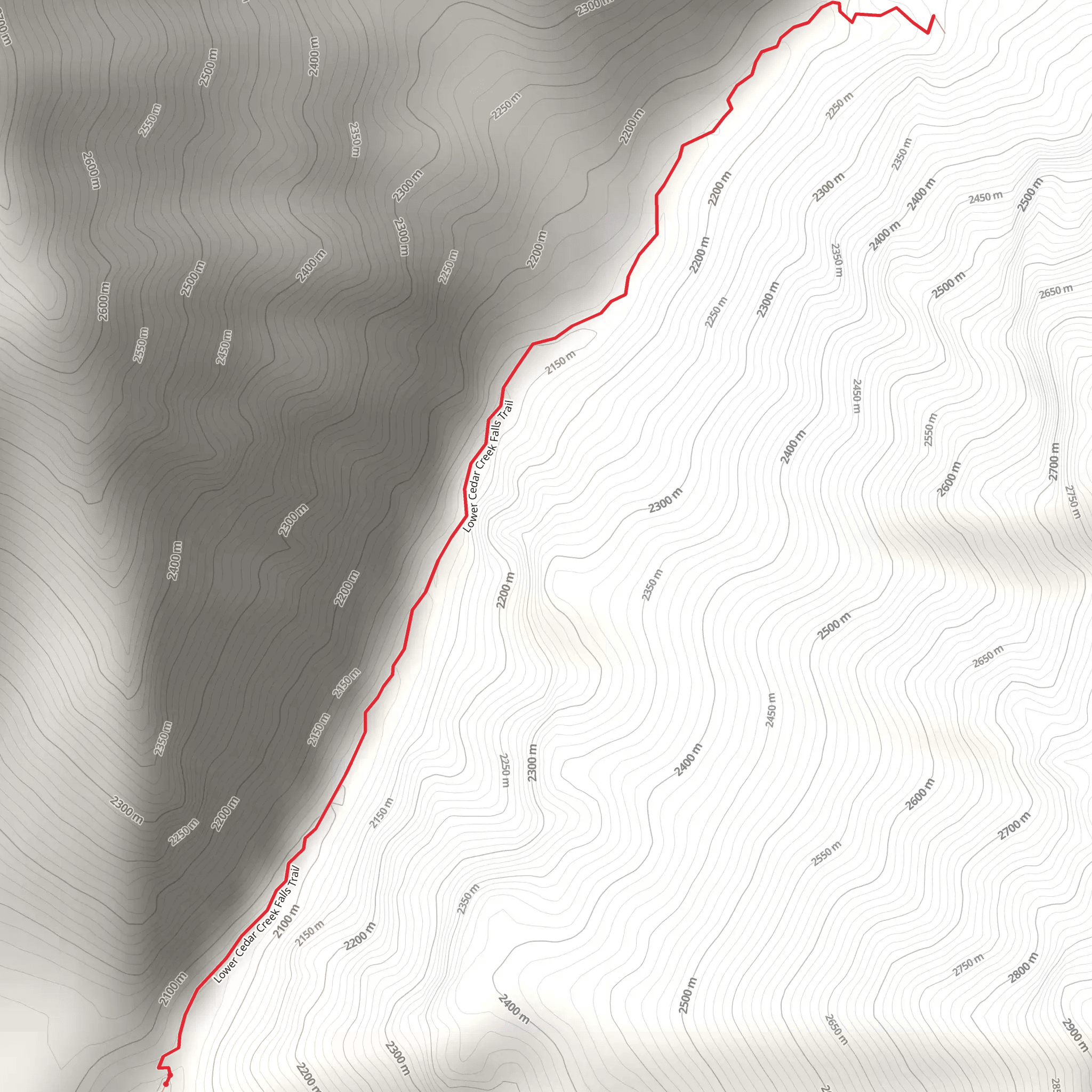 Lower Cedar Creek Falls Trail mobile static map