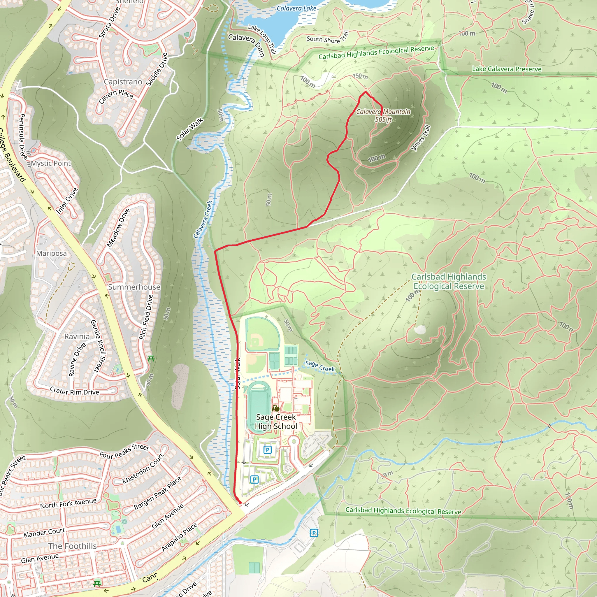 Calavera Mountain via Solar Walk mobile static map