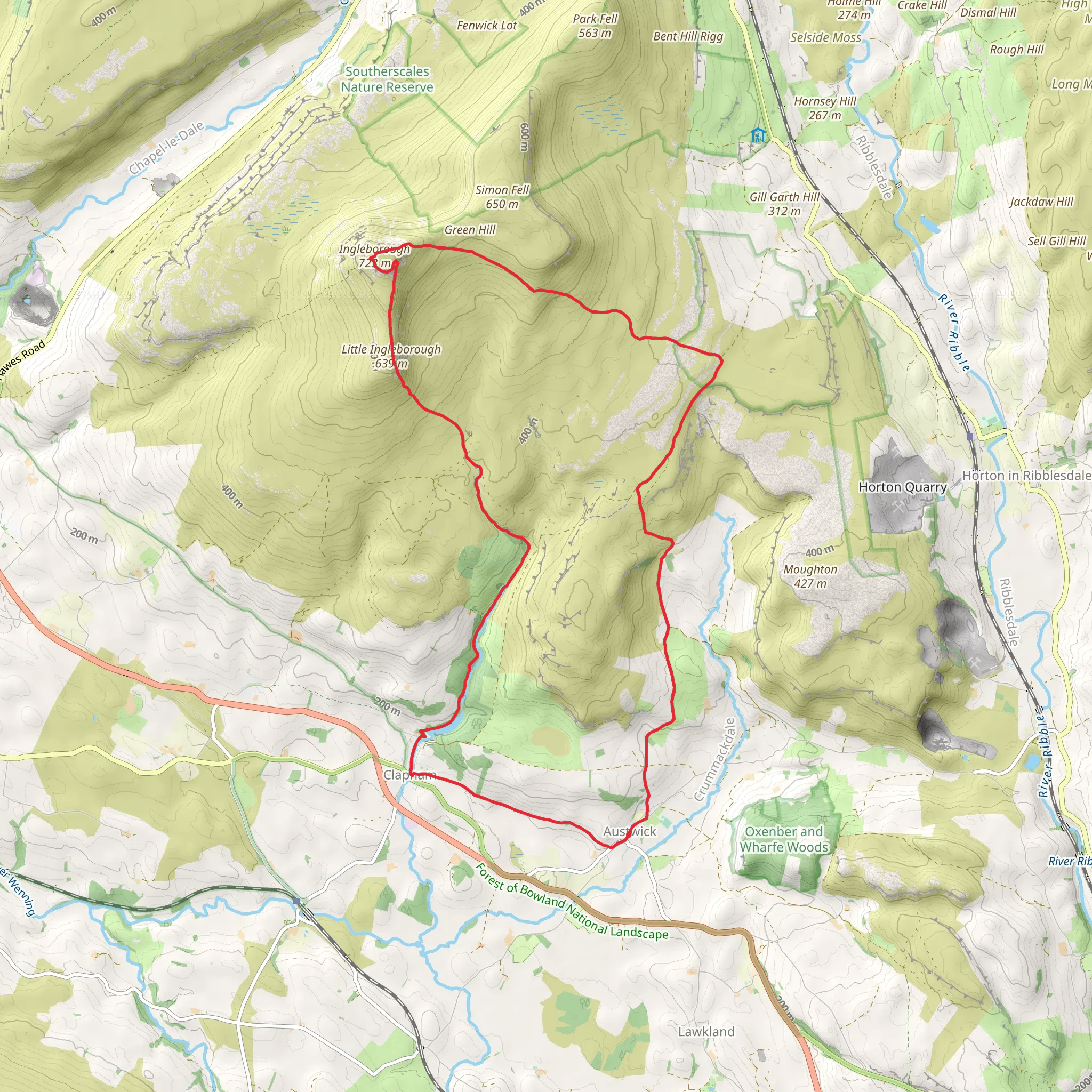 Celtic Hut Circle, The Lake and Clapham Loop from Austwick mobile static map
