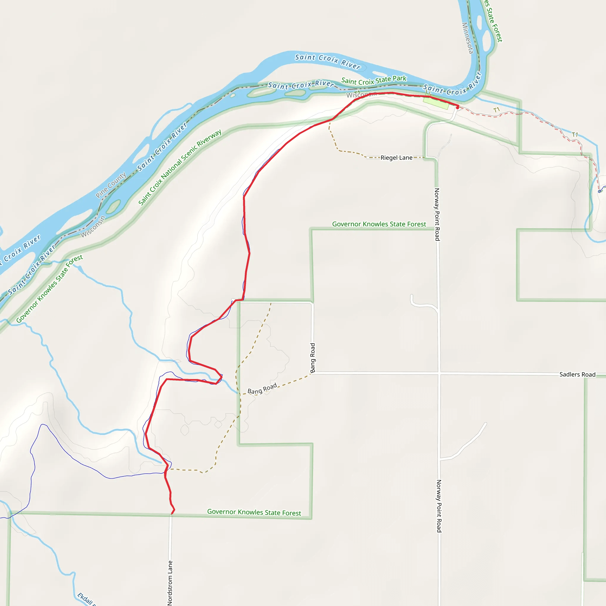 Hiking trail Governor Knowles State Forest mobile static map