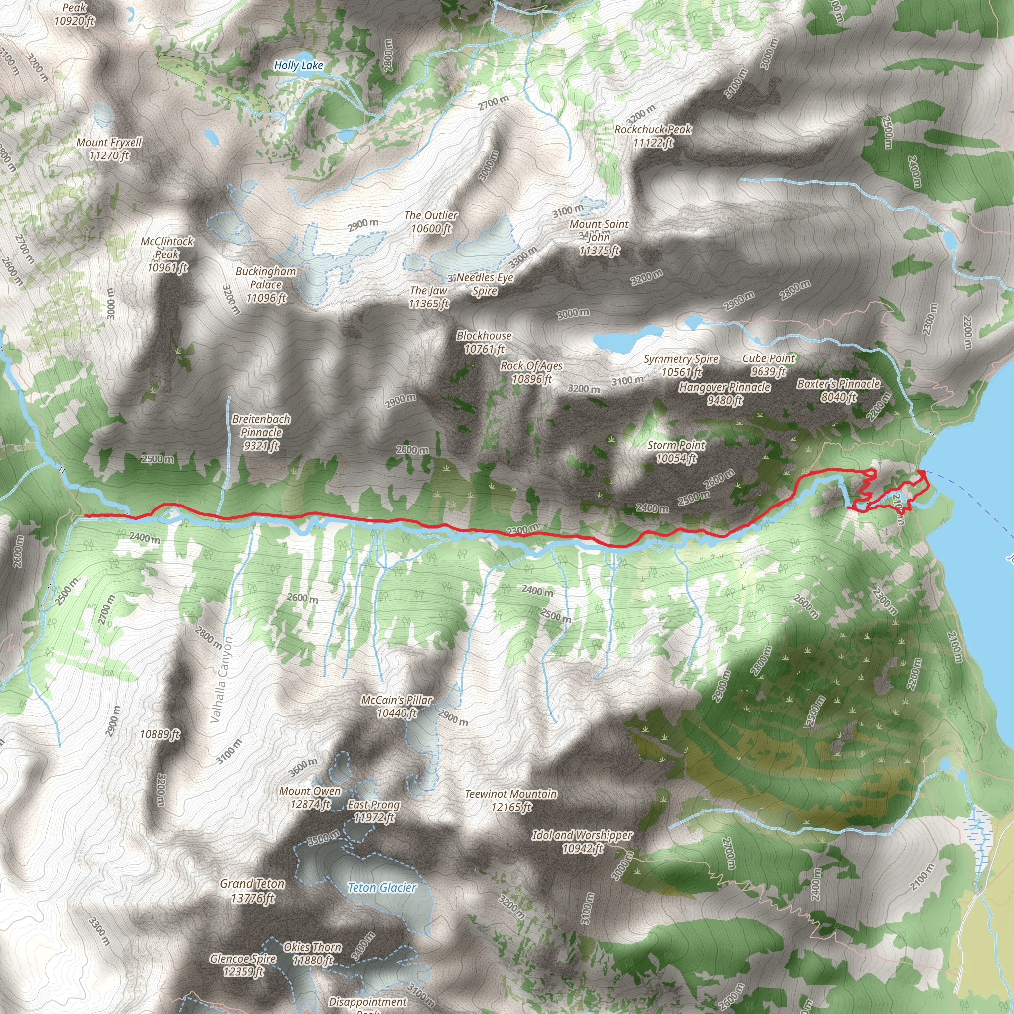Boat Dock Trail and Cascade Canyon Trail mobile static map