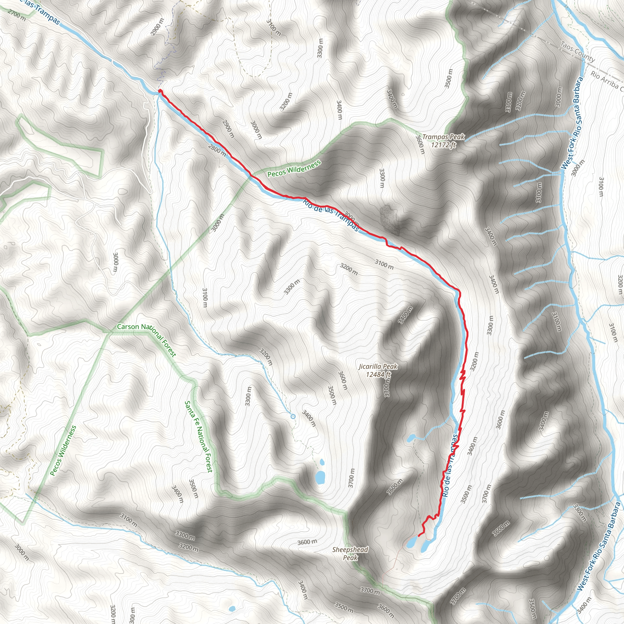 Trampas Lakes Trail mobile static map