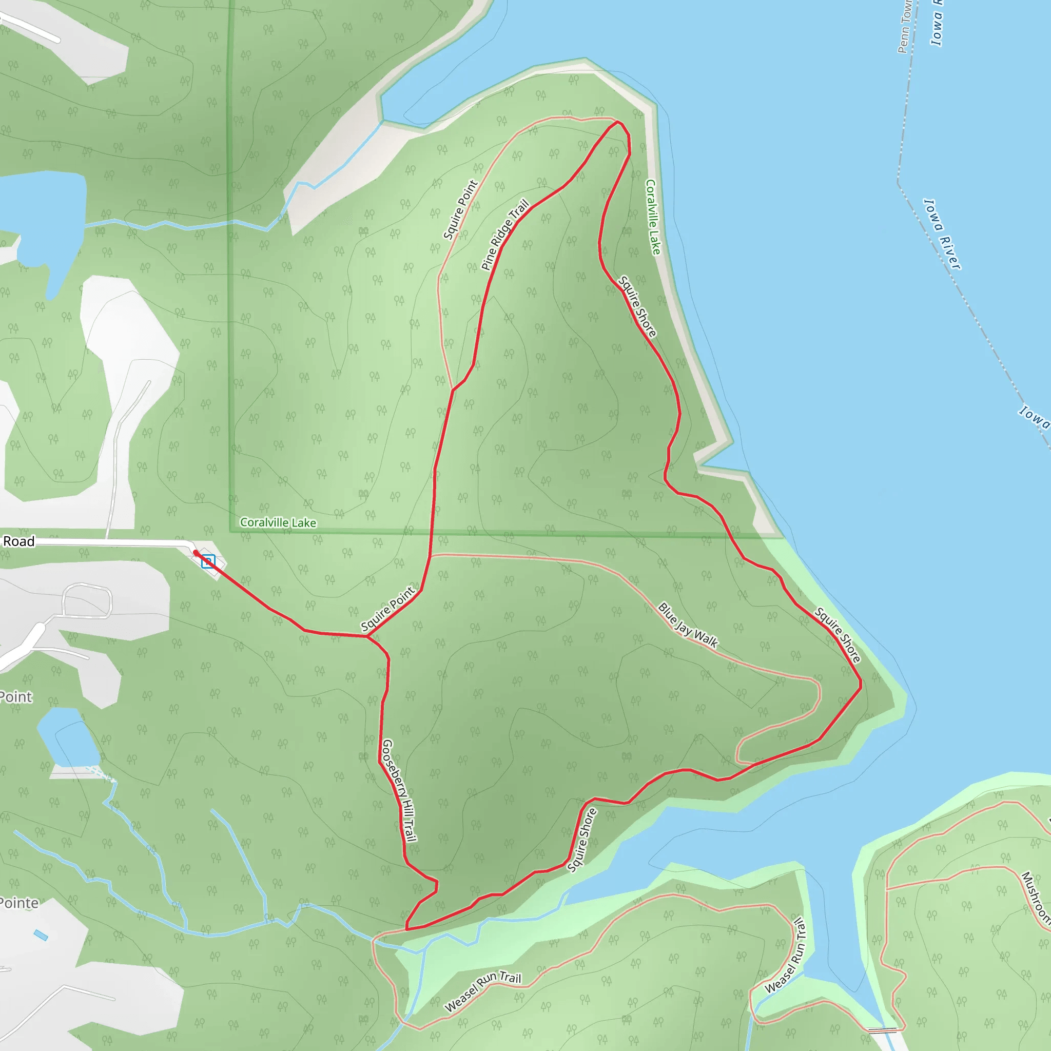 Gooseberry Hill Trail and Squire Shore Loop mobile static map