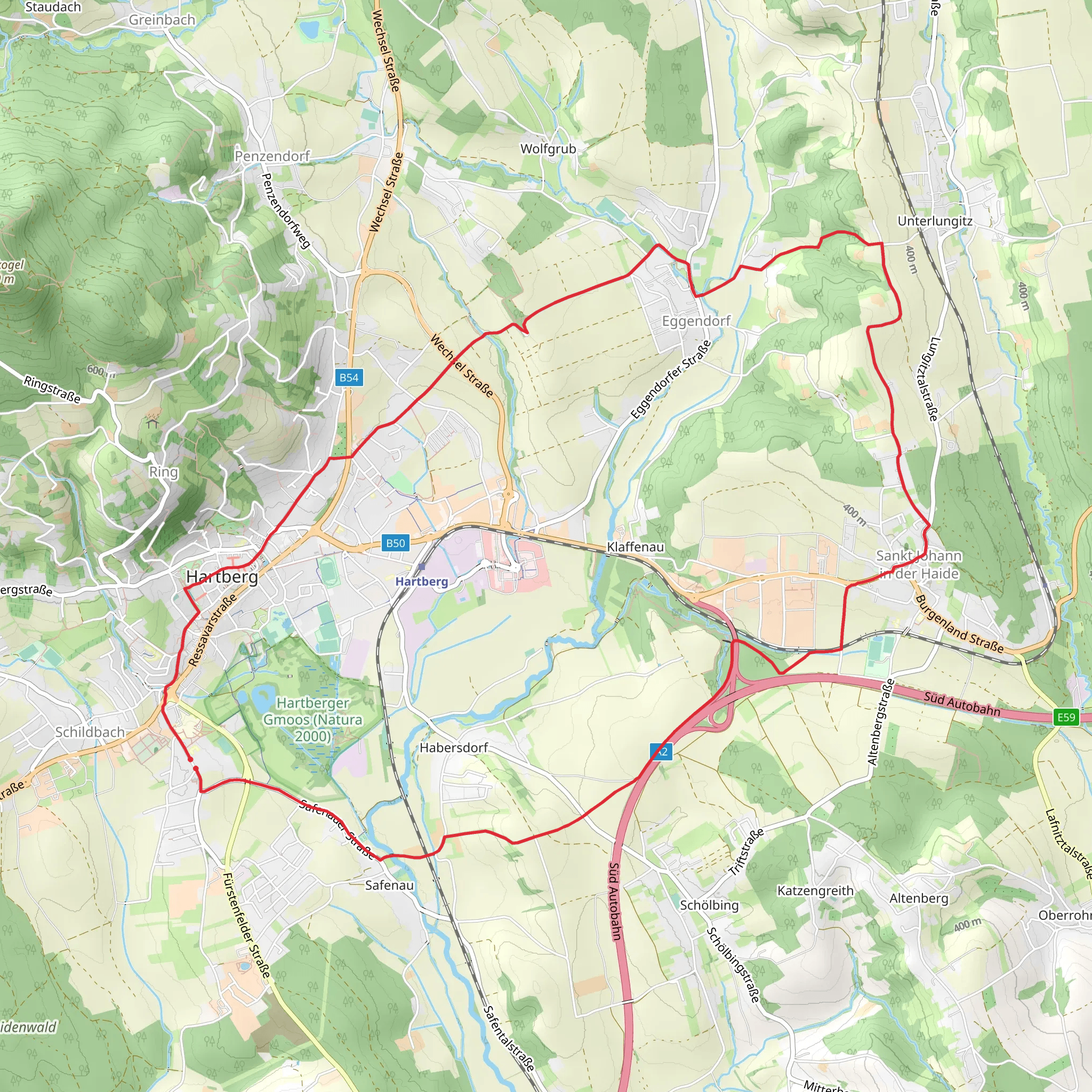 Lebing - St Johann in der Haide - Eggendorf - Hartberg - Lebing mobile static map