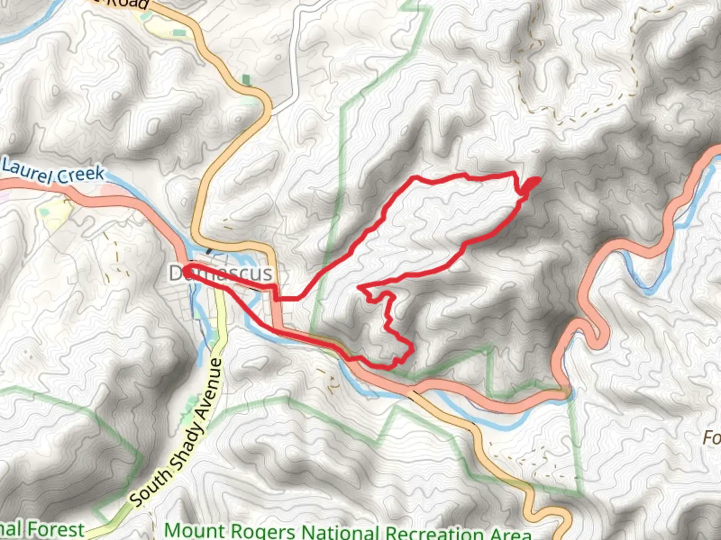 An image depicting the trail Virginia Creeper Trail and Appalachian Loop Trail and its surrounding area.