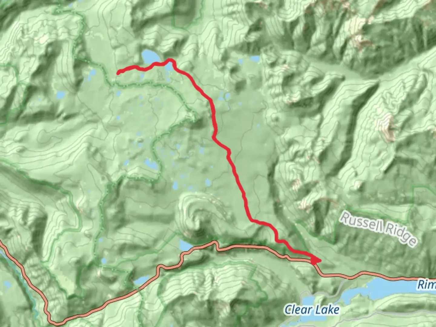 An image depicting the trail Twin Sisters Lakes via Sand Ridge Trail and its surrounding area.
