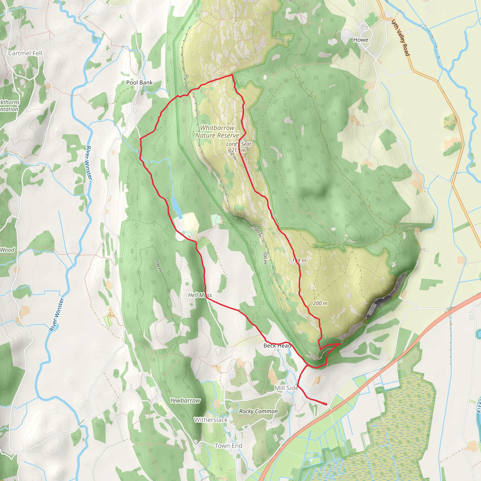 Whitbarrow National Nature Reserve Loop via Lord's Seat mobile static map