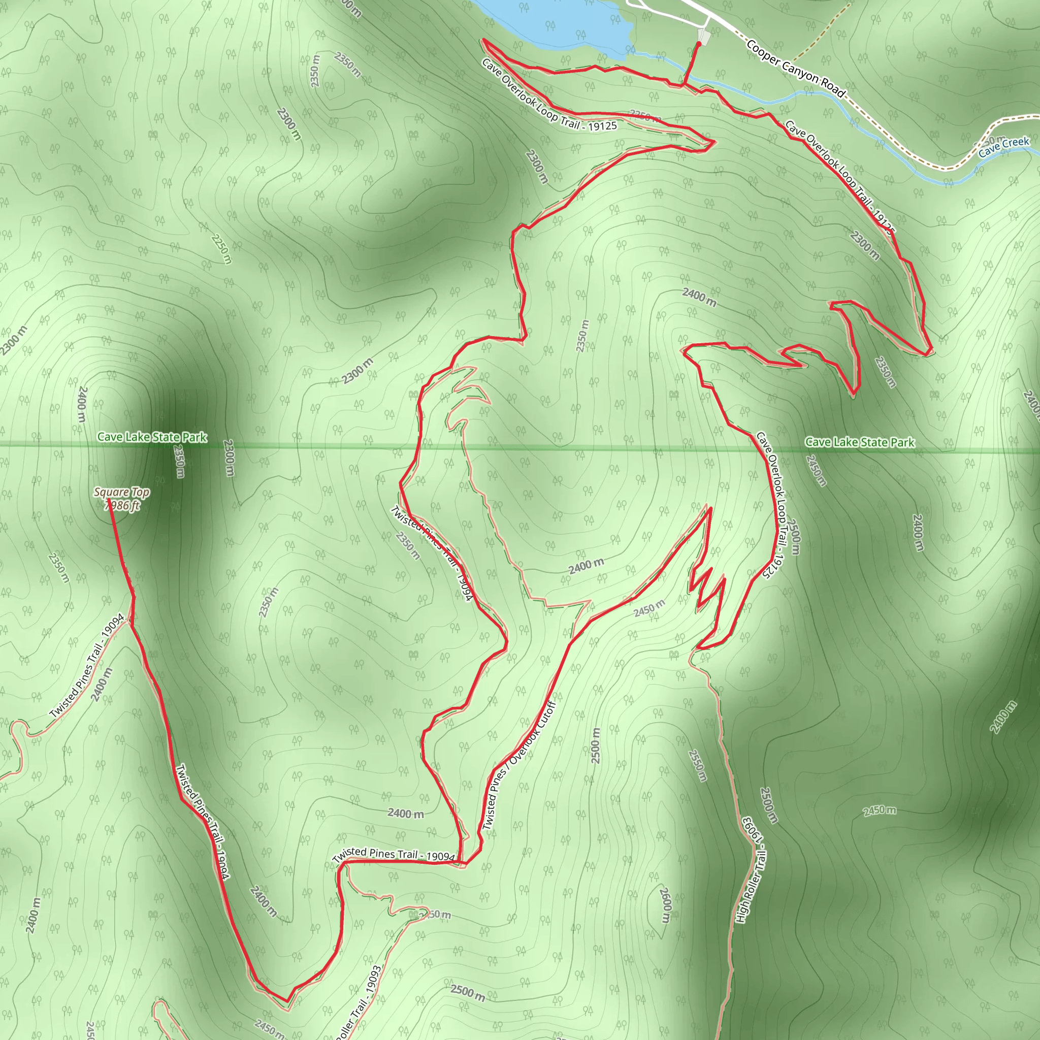 Square Top via Twisted Pine and Overlook Trail mobile static map