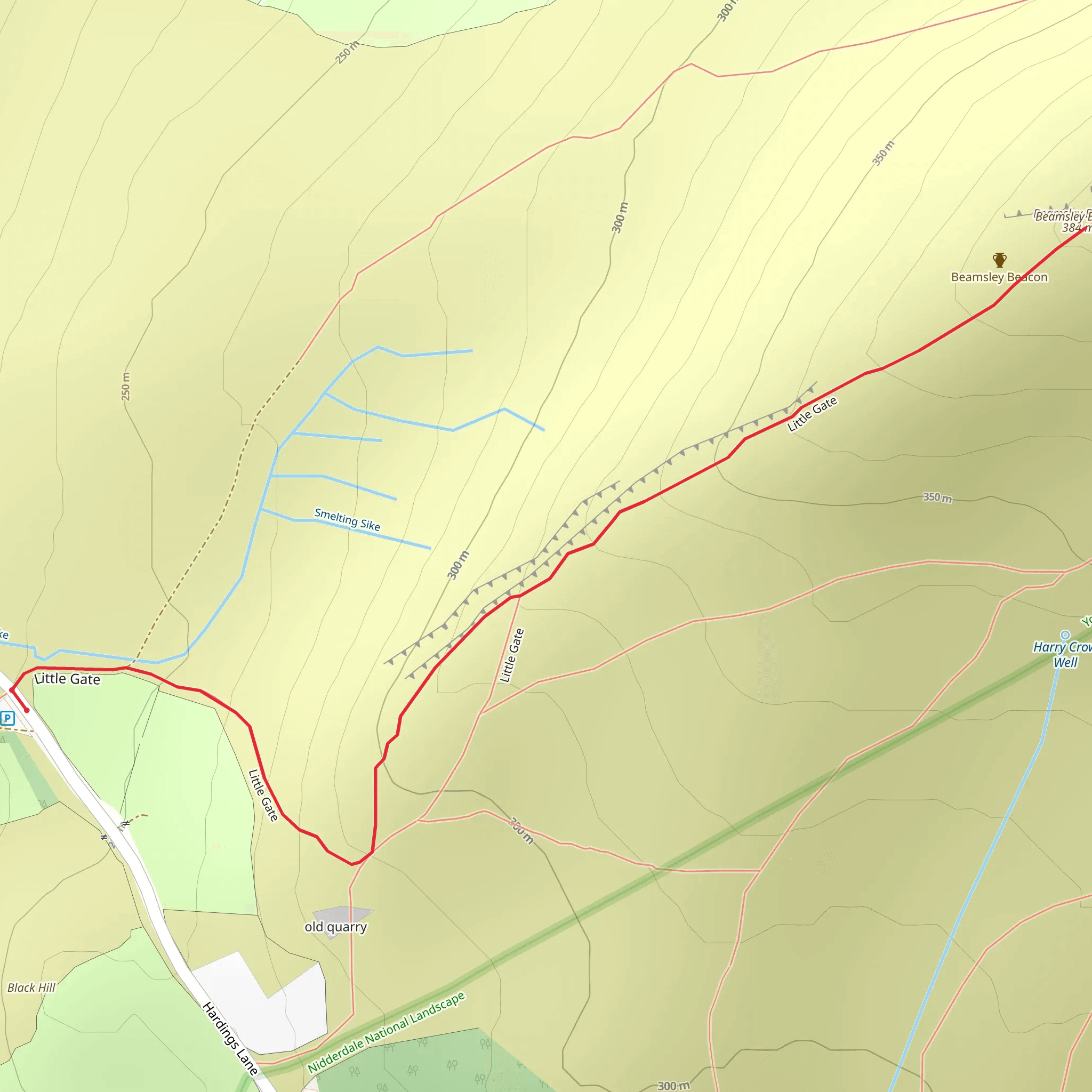 Beamsley Beacon Walk mobile static map