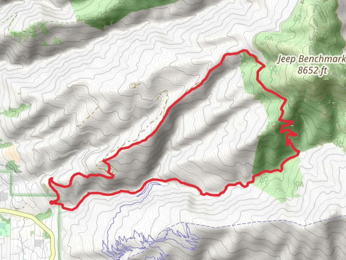 An image depicting the trail Warden Canyon Trail, Tuttle Loop Trail and Buckland Ridge Trail and its surrounding area.