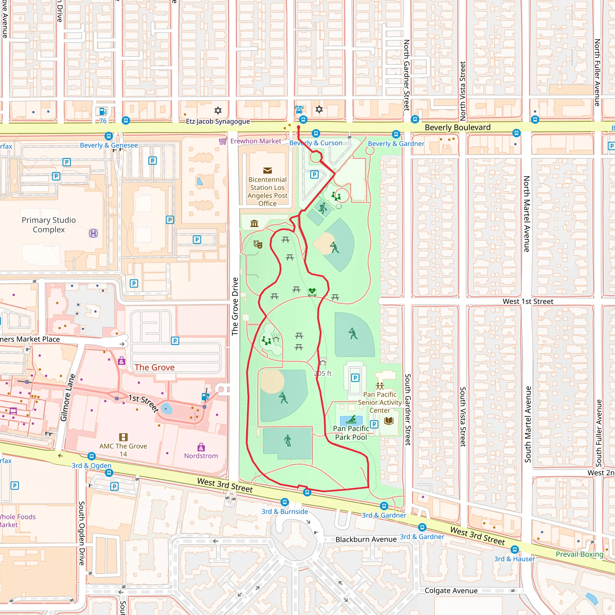 Pan Pacific Park Loop mobile static map