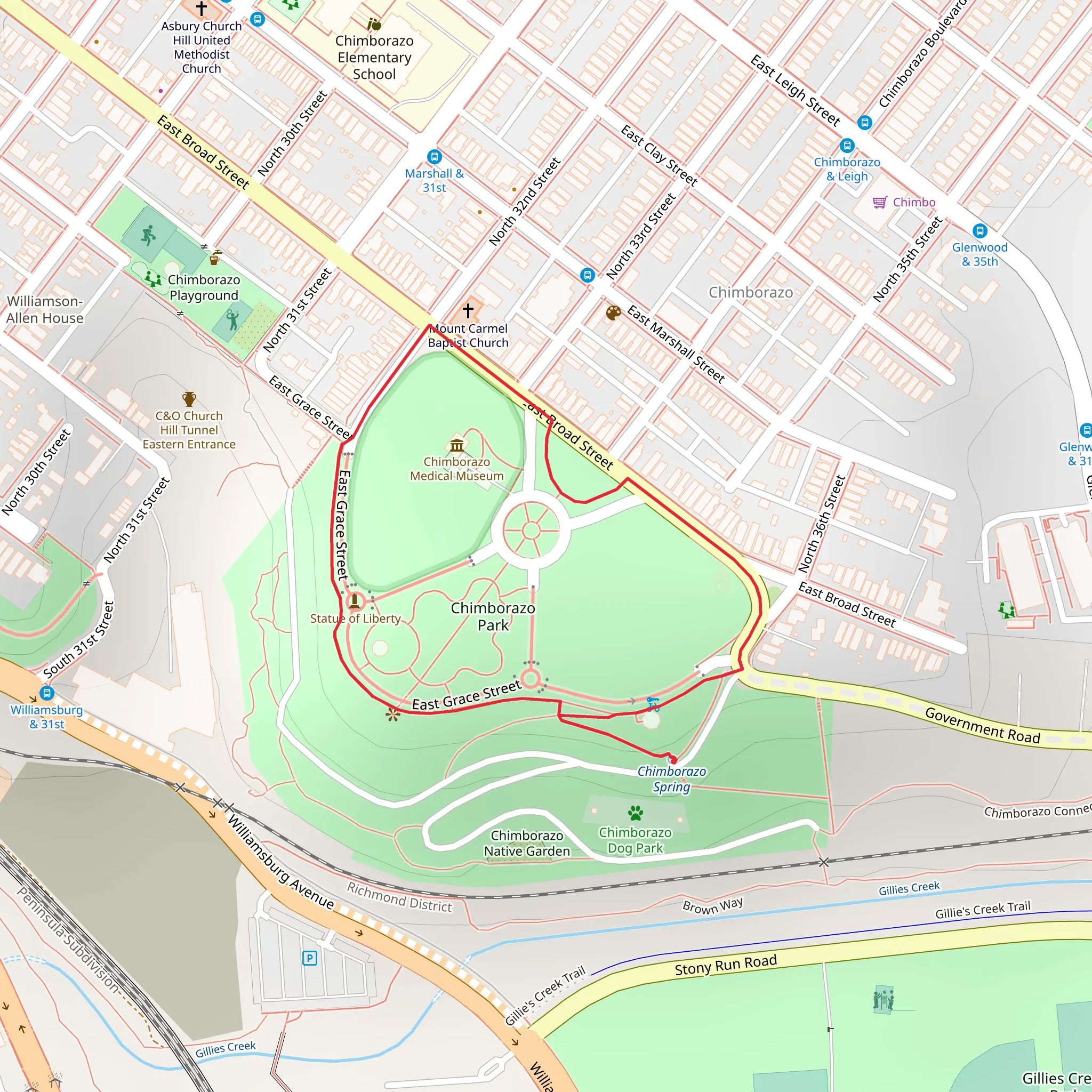 Chimborazo Park Loop mobile static map