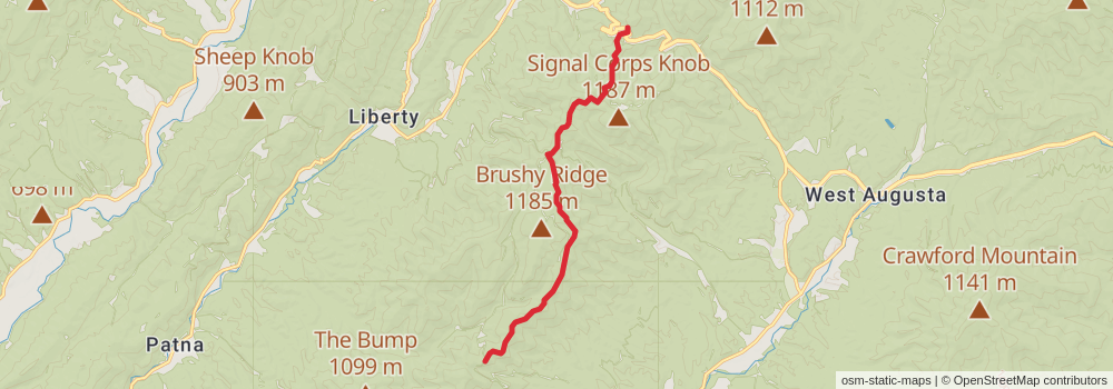 American Perimeter Trail - Southern Appalachian Primary stage 18 Map