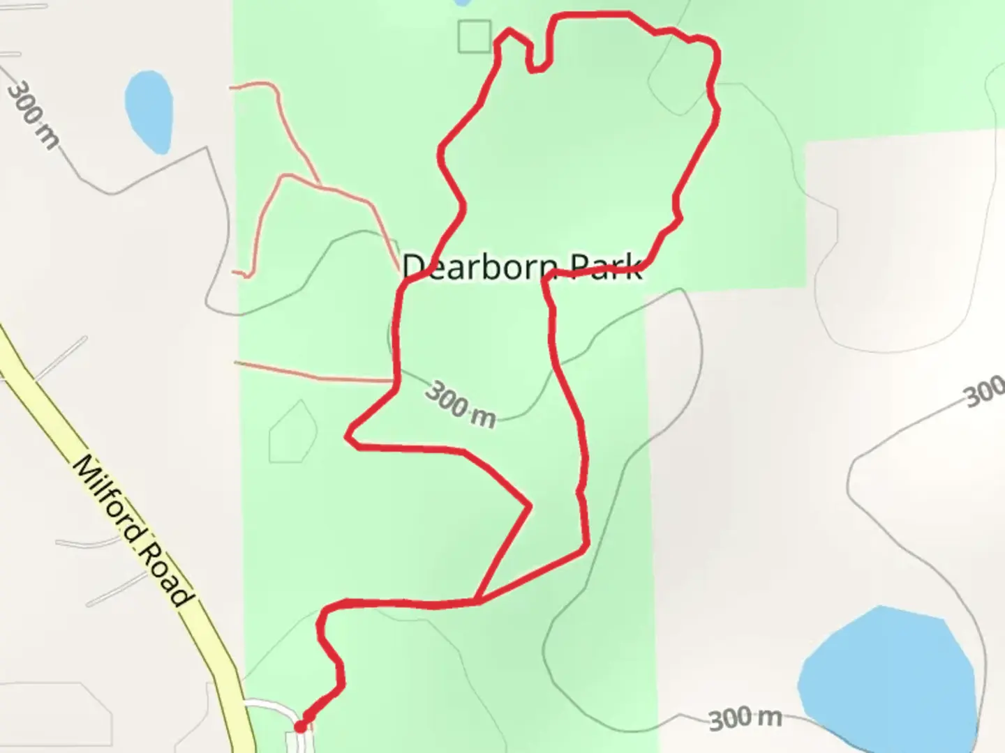 An image depicting the trail Dearborn Park Loop and its surrounding area.