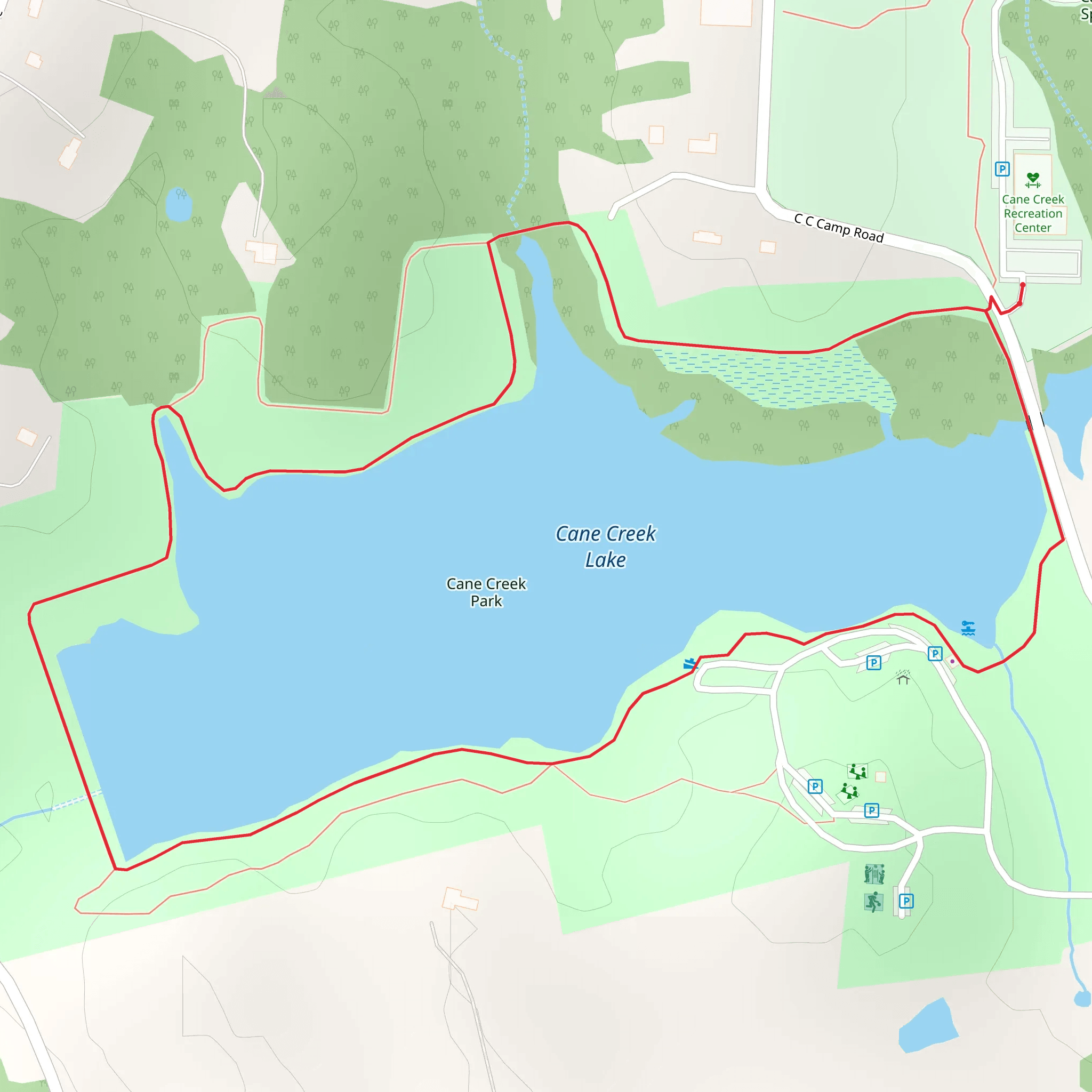 Cane Creek Lake Loop mobile static map