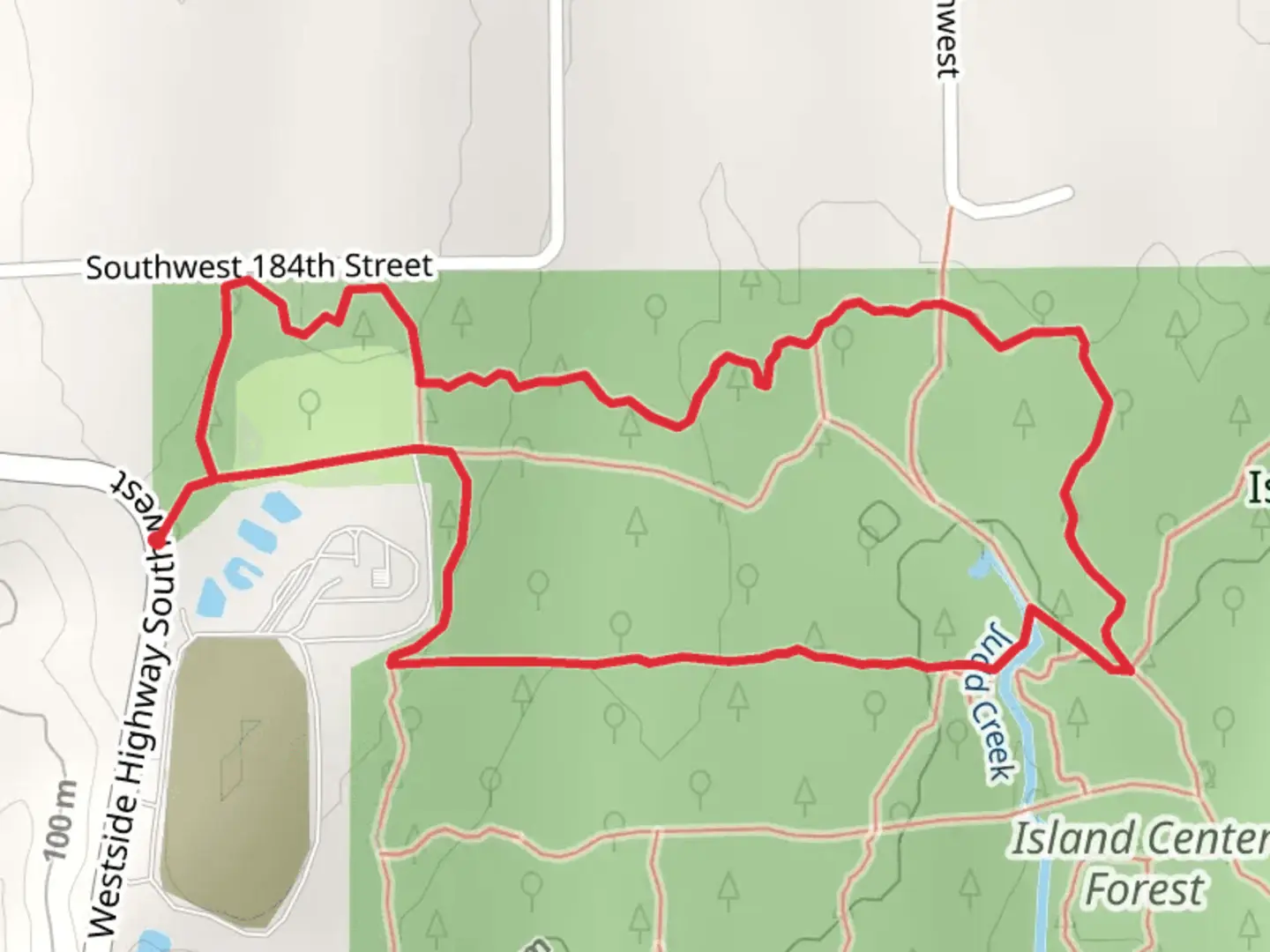 An image depicting the trail Borrow Pit, North and Jack's Loop Trail and its surrounding area.