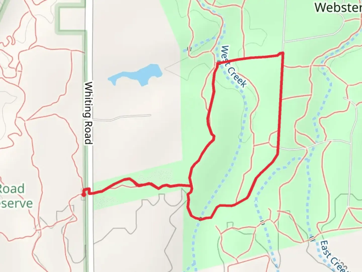 An image depicting the trail West Loop Trail - Red and its surrounding area.