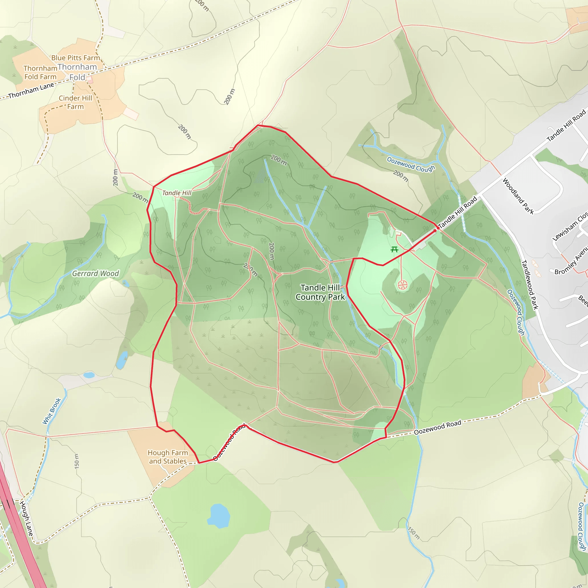 Tandle Hill Country Park Loop mobile static map