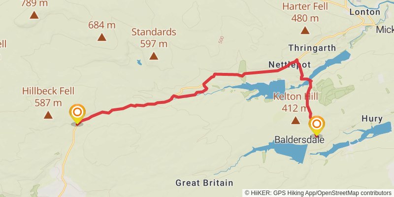 Carlisle to Cat and Fiddle Walk stage 22 Map