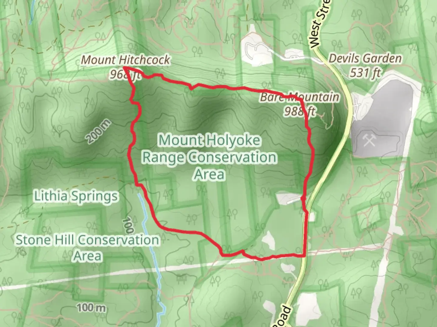 An image depicting the trail Hitchcock and Bare Mountain Loop and its surrounding area.
