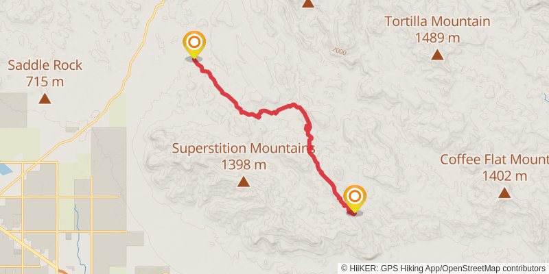 Dutchman and Peralta Trail stage 3 Map