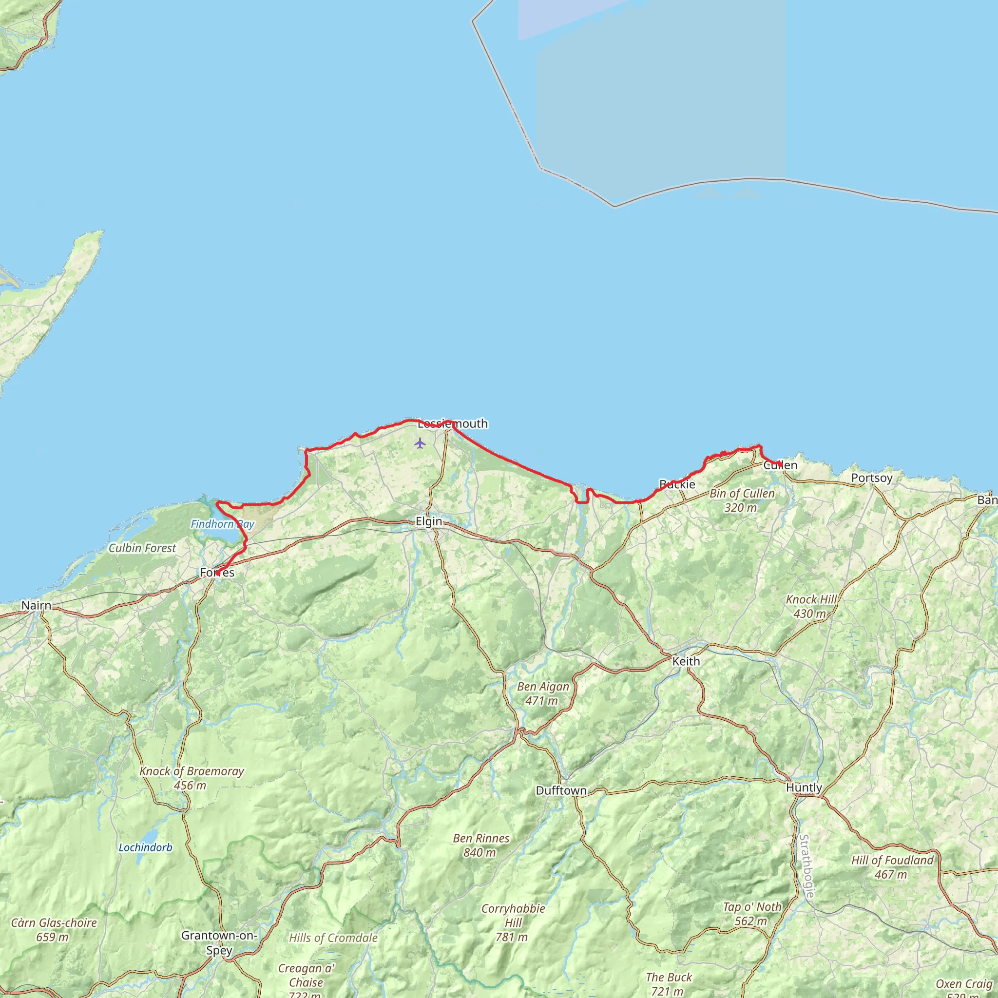 Moray Coast Trail mobile static map