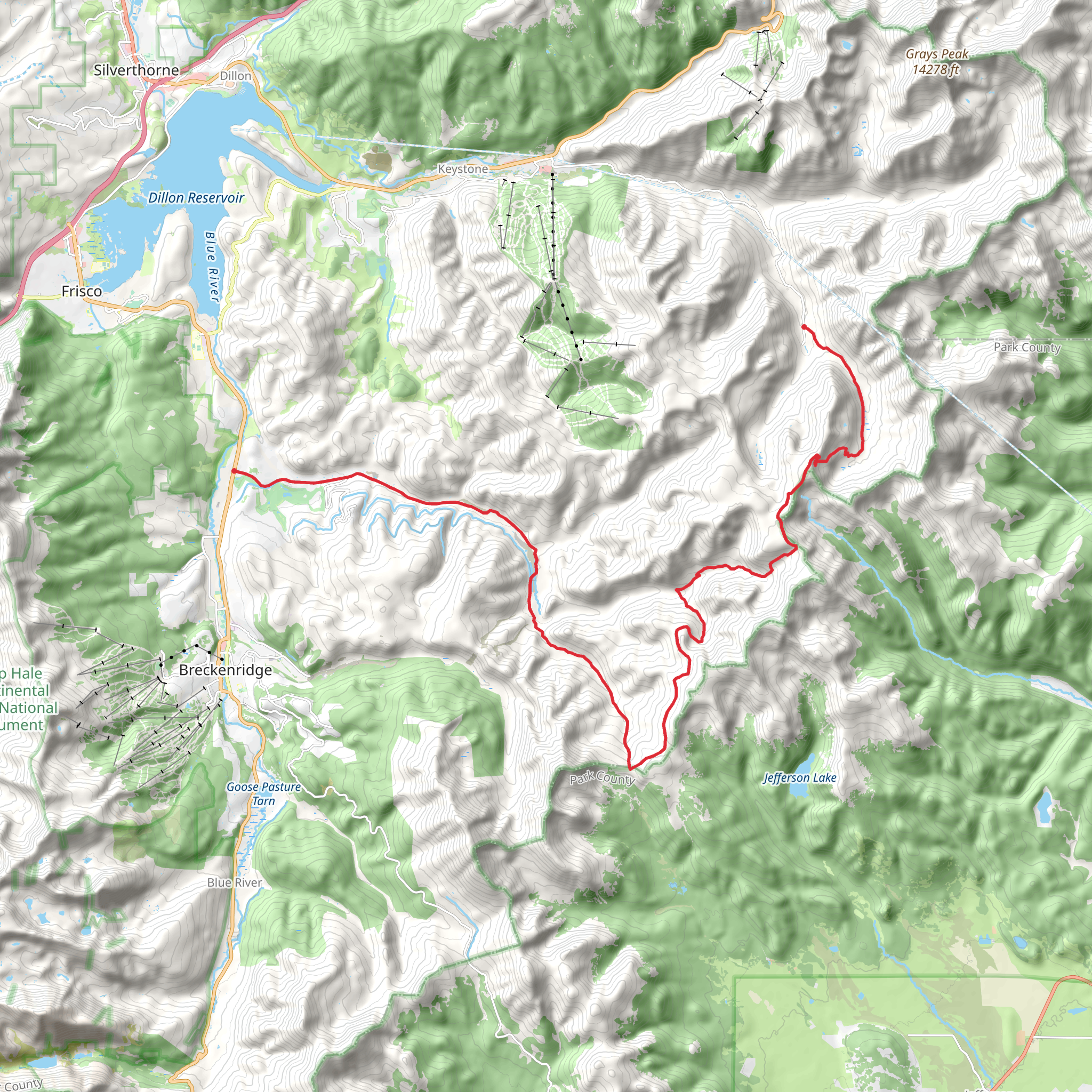 Webster Pass Road, Teller Mountain and Tiger Road mobile static map
