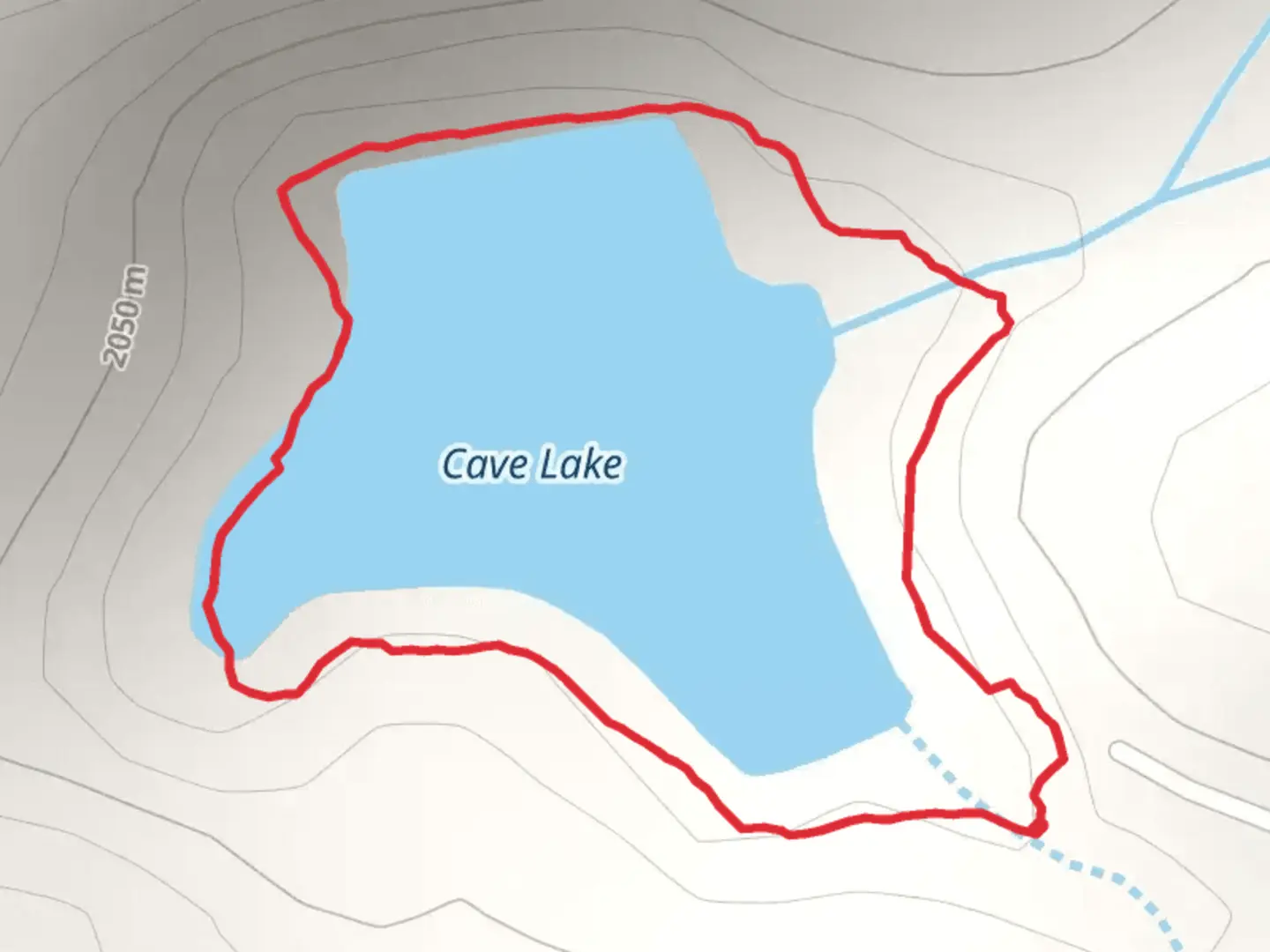 An image depicting the trail Cave Lake Trail and its surrounding area.